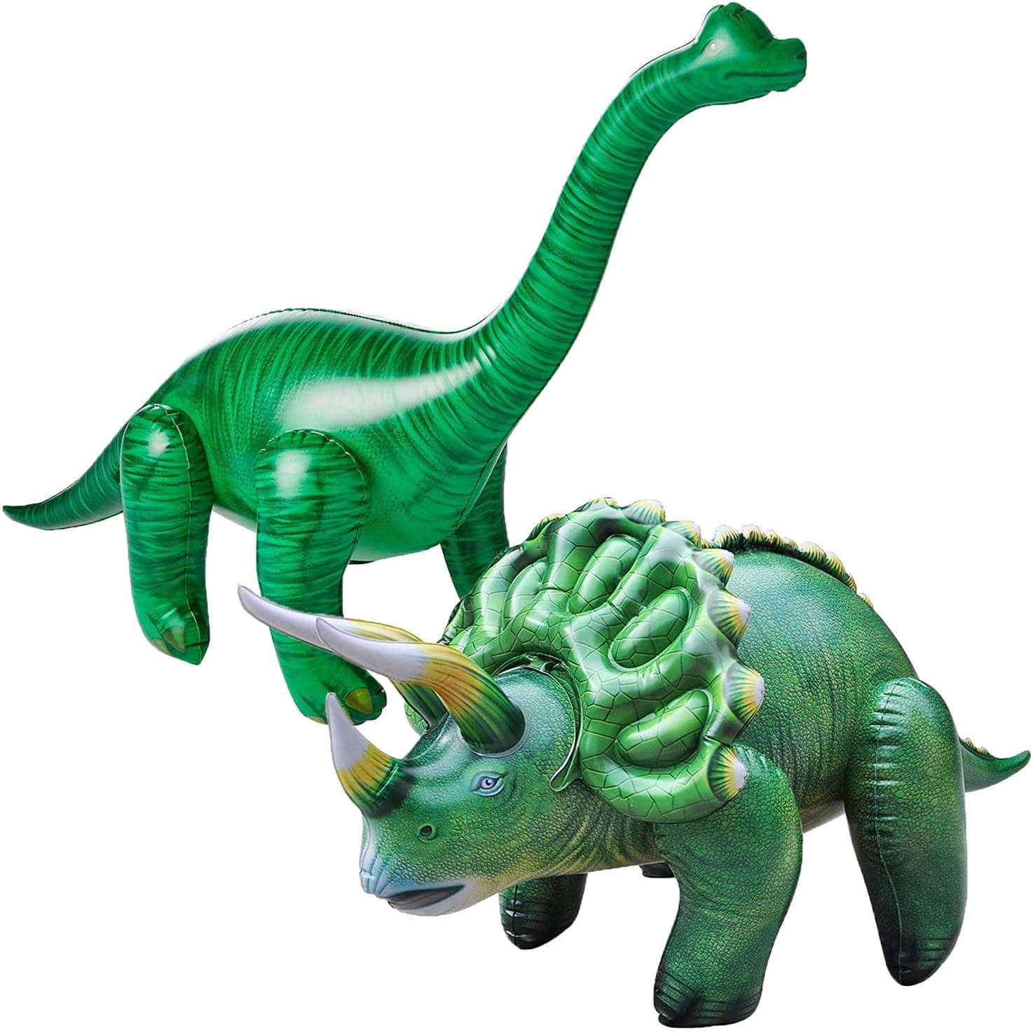 Jet Creations Inflatable Brachiosaurus Triceratops 2pcl Dinosaur Great for Pool, Party Decoration, Birthday for Kids and Adults DI-TRIBRAC, Multi