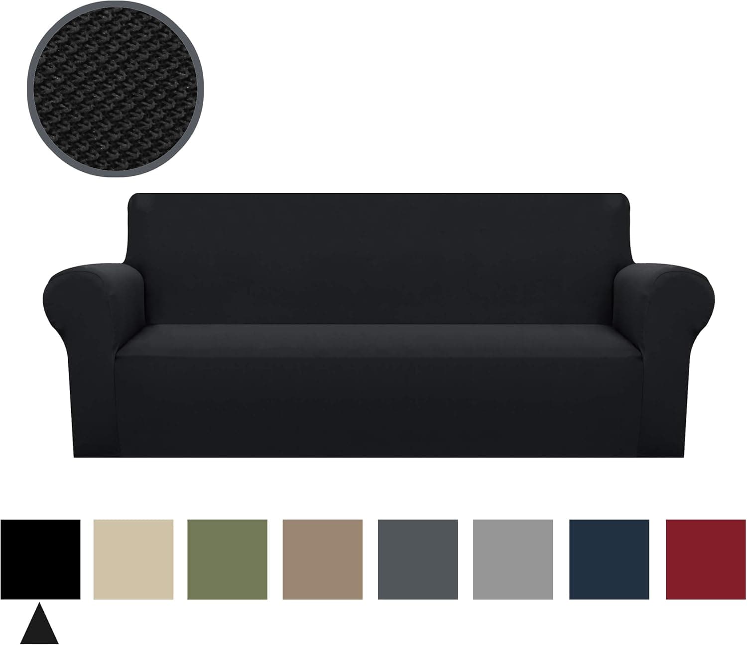 Binztec 1-Pieces Sofa Cover Knitted Jacquard Spandex Sofa Slipcover Stay in Place Super Rich Furniture Cover/Protector, Skid Resistance (Black1, Sofa) … (Pattern1-Black1, Sofa)