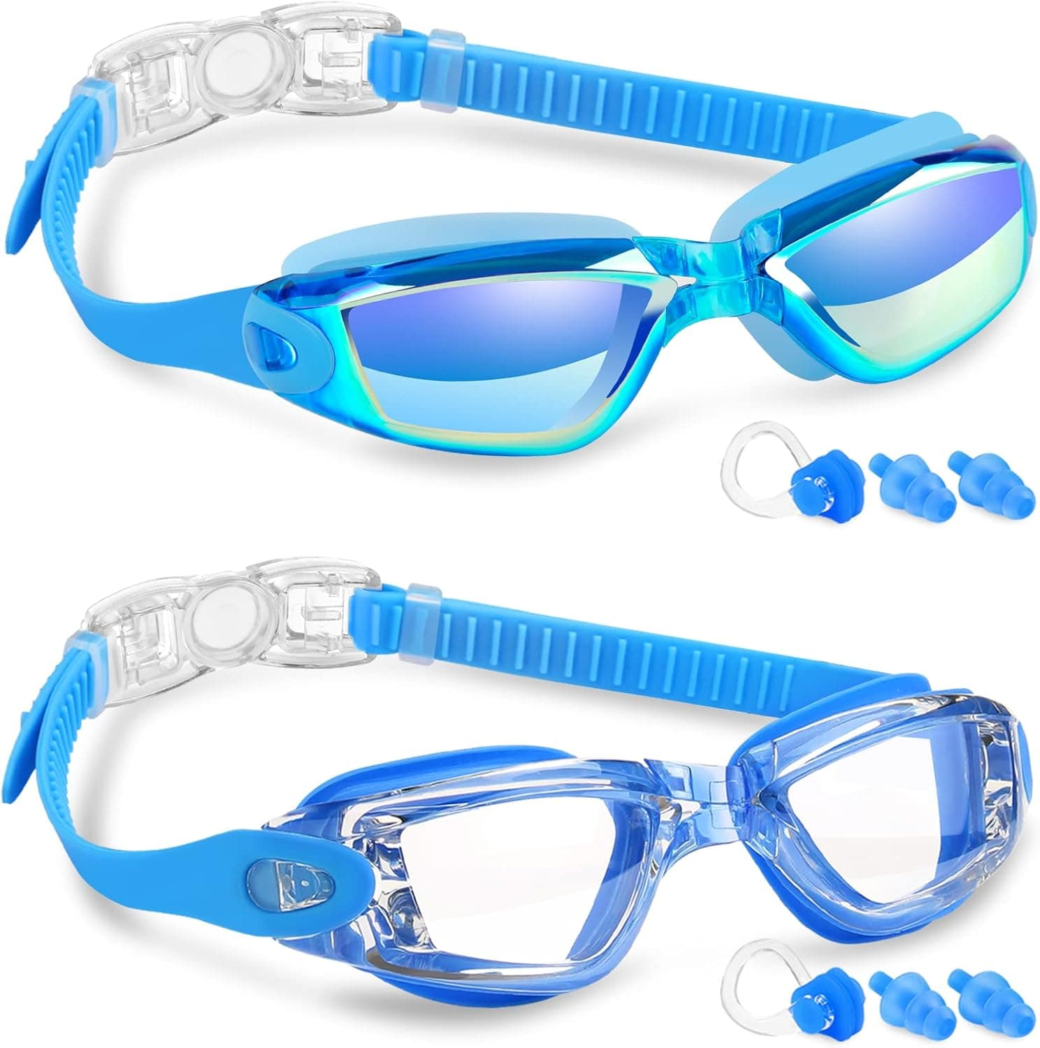 Elimoons Kids Swim Goggles for Child Teen Boys Age 6-15, Anti Fog No Leak-2PACK