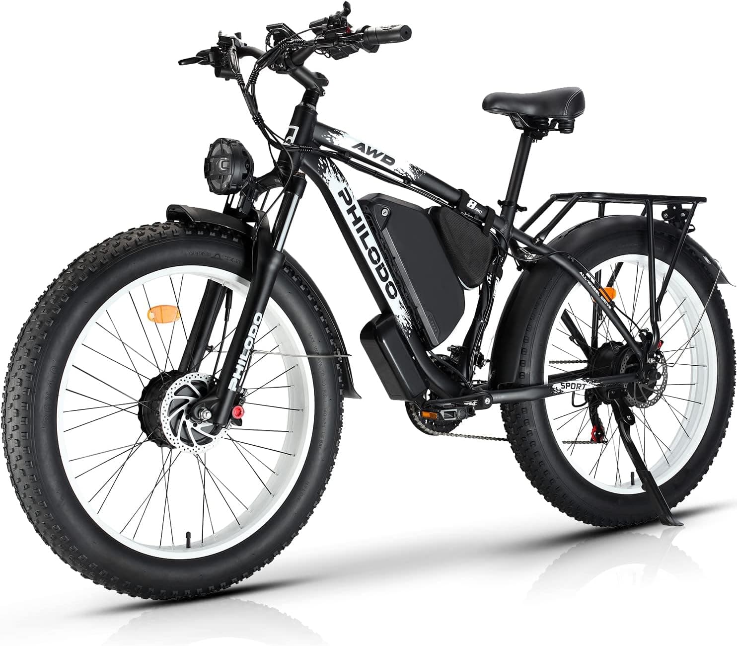 PHILODO Electric Bike for Adults, 48V 22Ah Fat Tire Ebike Dual Motor AWD 2000W 35MPH Electric Bicycles Shimano 21-Speed with Ignition Lock Hydraulic Disc Brakes…