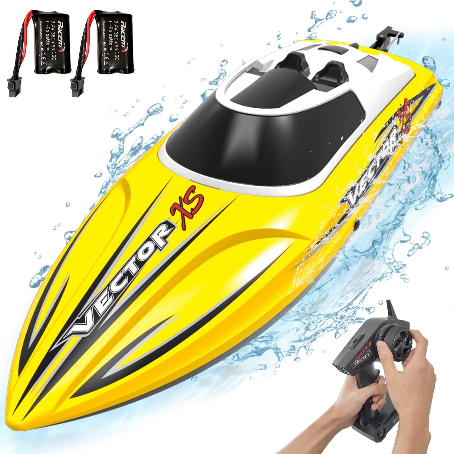 VOLANTEXRC RC Boat Remote Control Boats for Pools and Lakes 2.4 GHZ 20MPH RC Boats for Adults and Kids Fast RC Racing Boats for Kids and Adults with 2 Rechargeable Batteries Toys Gifts for Boys Girls