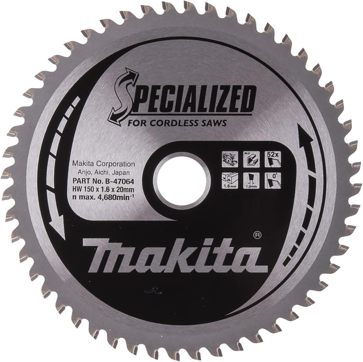 Makita A-96126 Aluminum 52T Carbide-Tipped Saw Blade, 5-7/8"