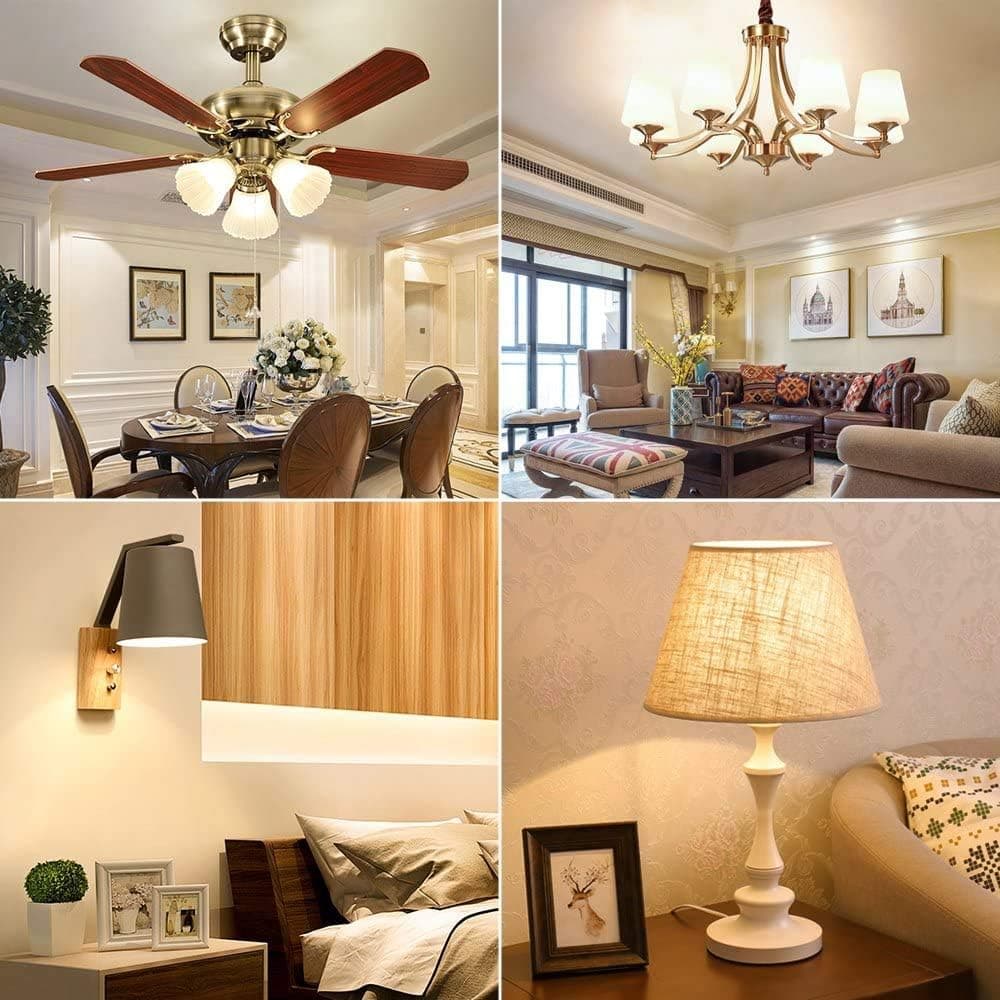 ILAMIQI G45 Candelabra Led Light Bulb, Dimmable 6W Chandelier E12 Base 3000K Warm White Candle Light for Ceiling Fan, Chandelier Bulb, LED Base Bulb, 4 Pack