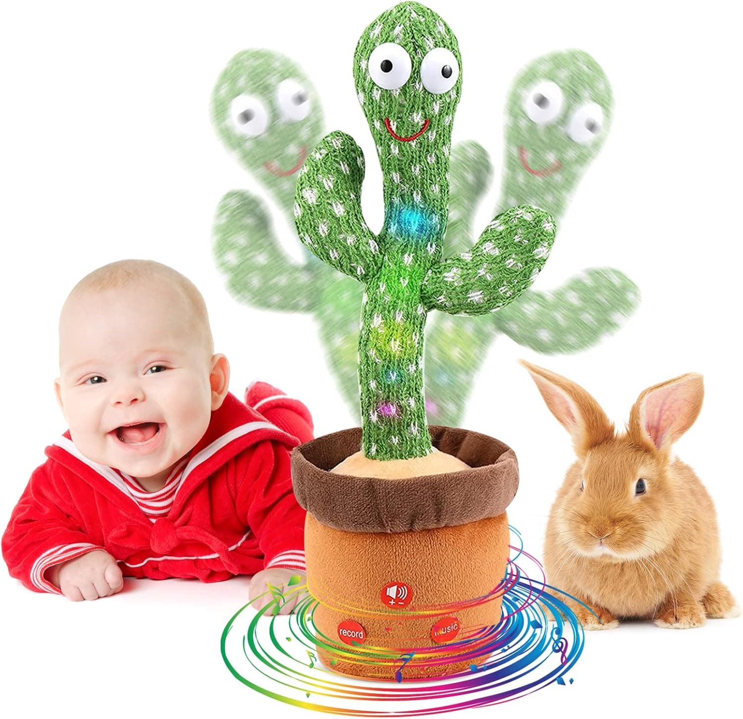 MILEGI Dancing Cactus Talking Cactus Baby Toys 6 to 12 Months Toys, Baby Cactus Repeating What You Say Baby Boy Toys Imitation Toys Glowing Musical Toys Children's Educational Toys