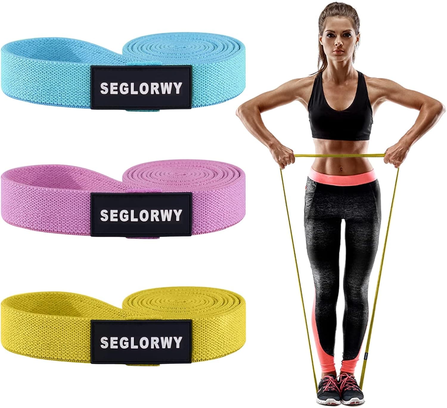 Seglorwy Long Resistance Bands for Women Men, Exercise Bands for Working Out, Fabric Body Fitness Workout Bands Pull up Assistance Bands