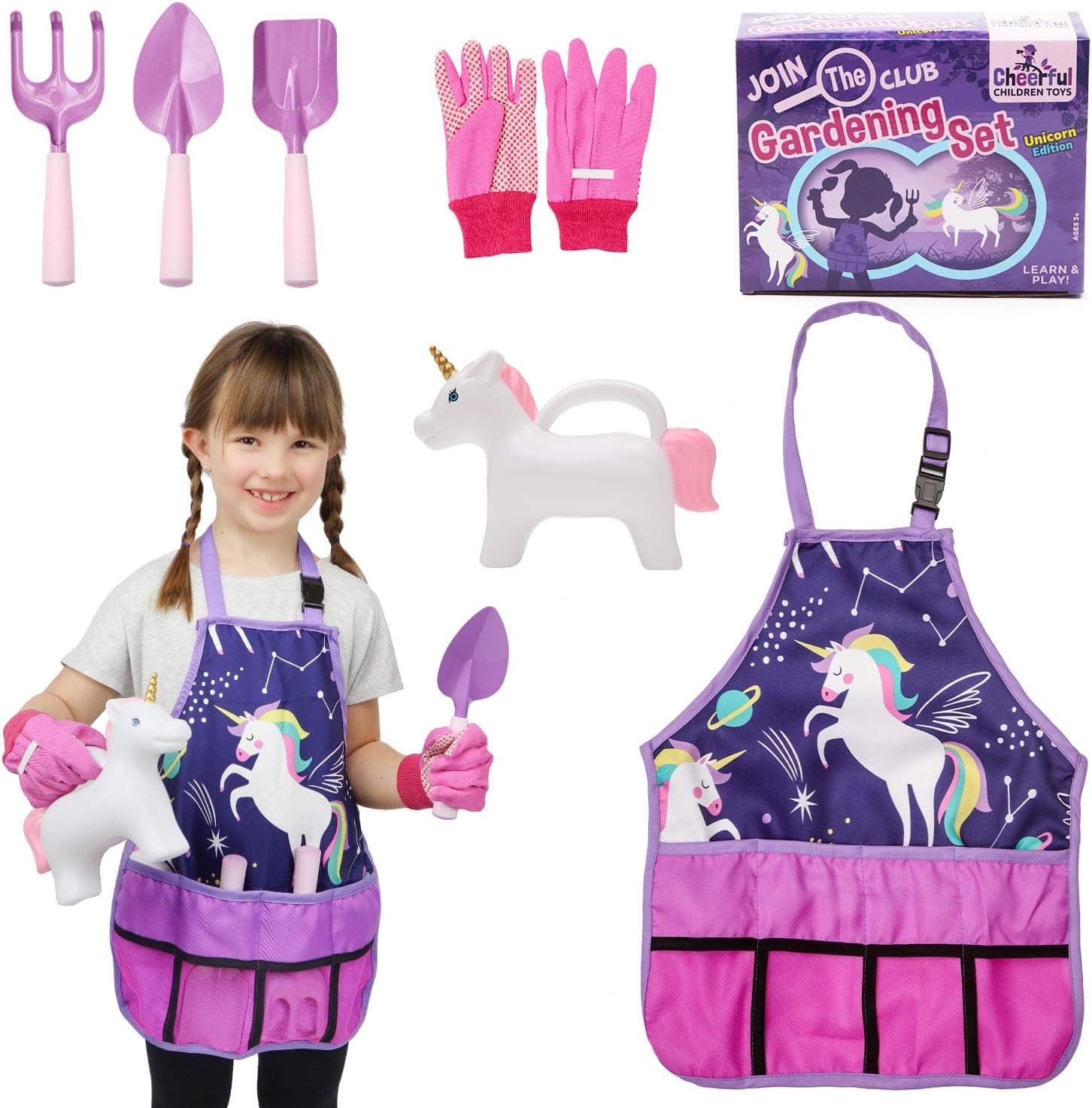 Kids Gardening Set - Kids Gardening Tool Set - Gardening Tools for Kids - Kids Gardening Tools - Kids Gardening - Kids Garden Set - Unicorn Garden Kit for Girls - Gift for Little Girls 3-7 Years Old.