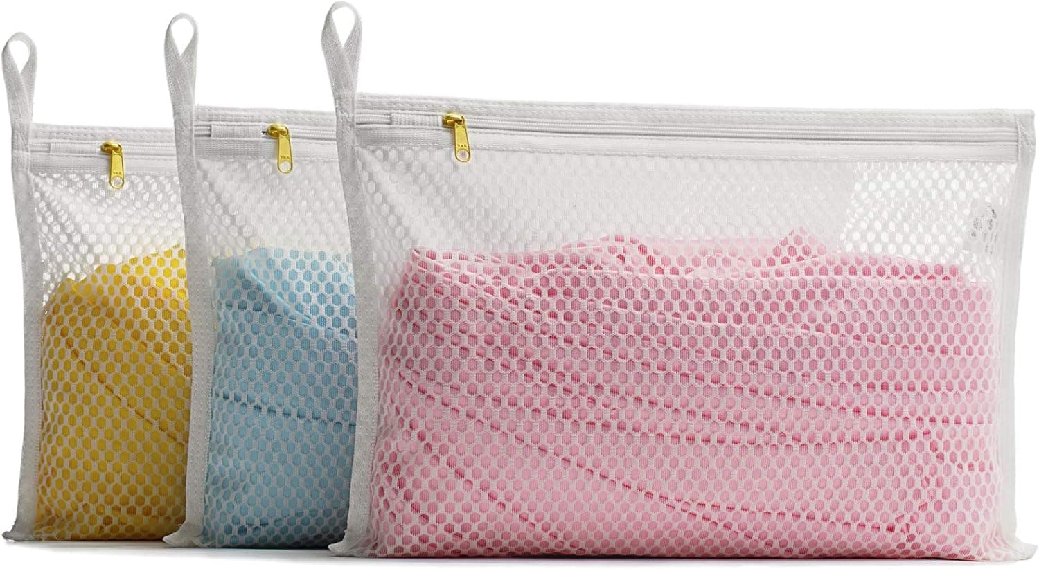TENRAI Set of 3 Delicates Mesh Laundry Bags, Use YKK Zipper,Bra,Lingerie, Socks Mesh Wash Bags(3 Small)