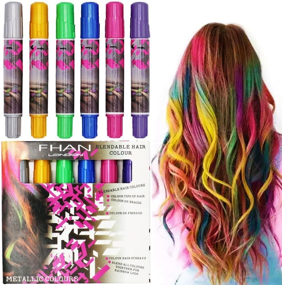 MioCloth Glitter Vibrant Temporary Hair Color Pen Crayon Chalk Non-Toxic Blendable Rainbow Colored Dye Pastel Kit Essential