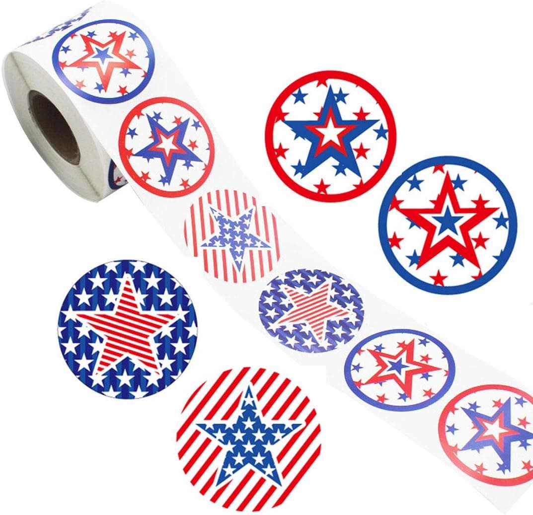500 Pieces American Flag Stickers Self Adhesive Patriotic Sticker for 4th of July Independence Day Decorations