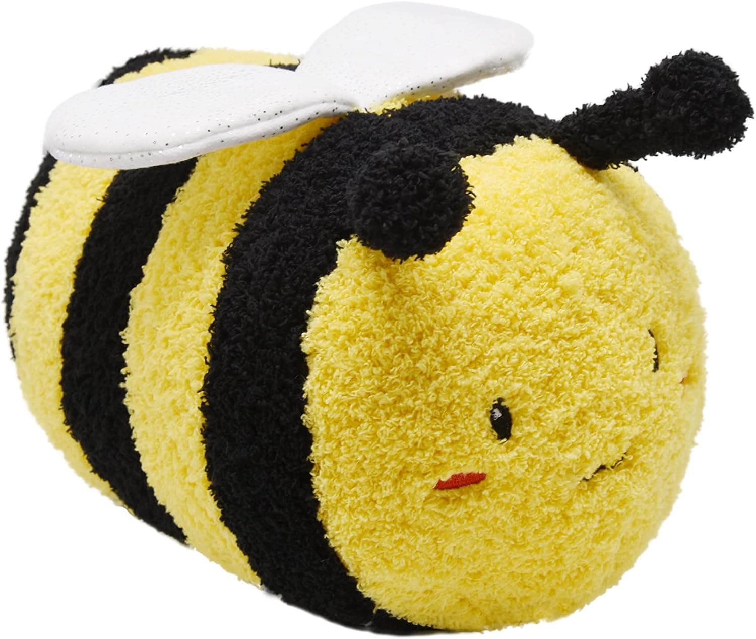 YONLIT Fuzzy Bumblebee Stuffed Animal with Smile Face and White Wings Super Cute Plush Bee Toy Excellent Gifts for Kids or Honey 12 Inch