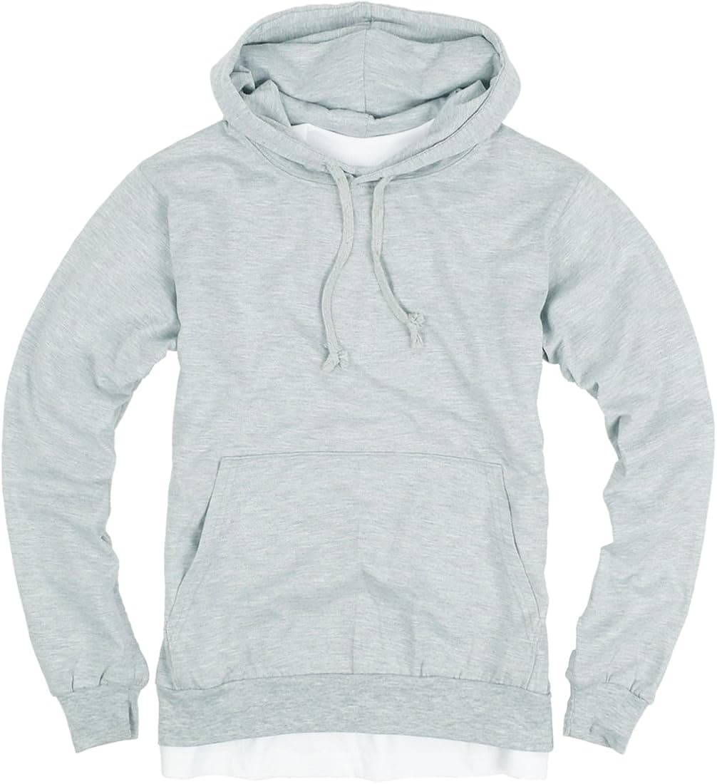 ililily Canvas Long Sleeve Pullover Hooded Cotton Lightweight Sweatshirt