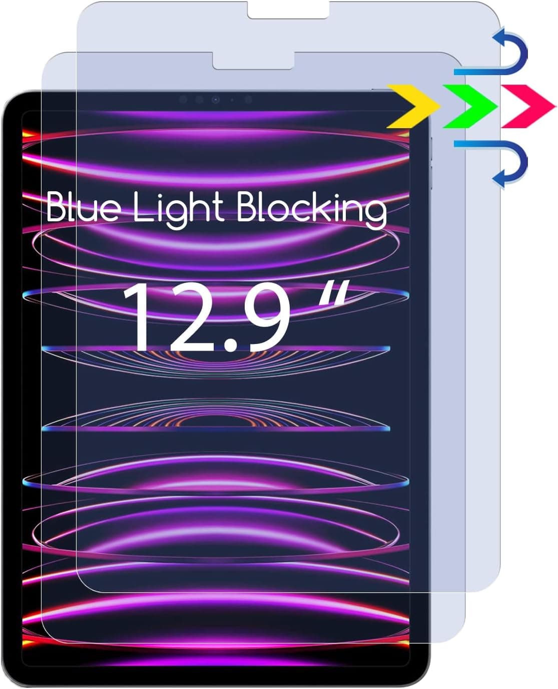 KEANBOLL 2 Pack Blue Light Blocking Screen Protector for iPad Pro 12.9 inch (2018-2022 / M2-6th/5th/4th/3rd Generation), Eye Protection & Anti Blue Light & Anti Glare & Anti Fingerprint Film