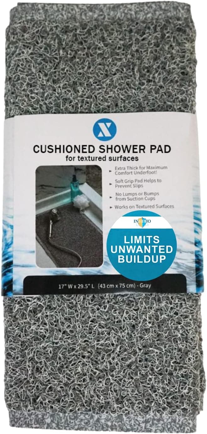 SlipX Solutions Universal Cushioned Shower Pad for Textured, Refinished Surfaces | Treated to Prevent Odor, Growth | Anti-Slip Backing, No Suction Cups, Water Flows Right Through | 17" x 29.5"