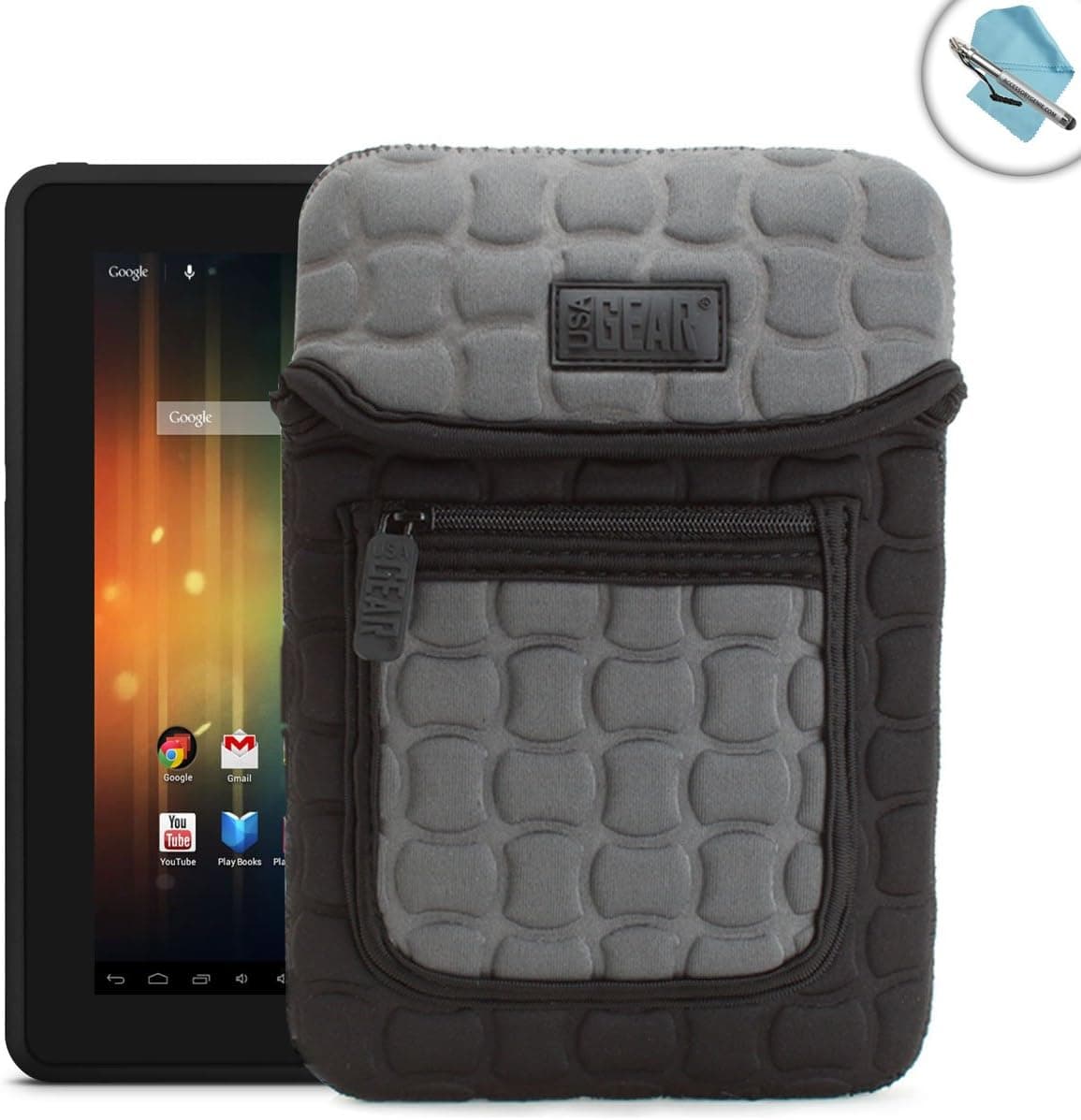 FlexARMOR X Protection Padded Neoprene Tablet Sleeve Carrying Case Cover for E Passion , Alldaymall , Allwinner , Gentouch , Chromo Inc , Kocaso & More 7" Android Tablets! Includes Bonus Stylus and Cleaning Cloths