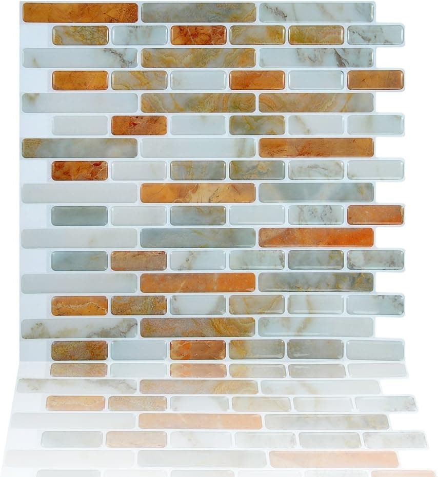 Fertel Peel and Stick Wall Mosaic Tiles , 10.5"x10" , Pack of 4
