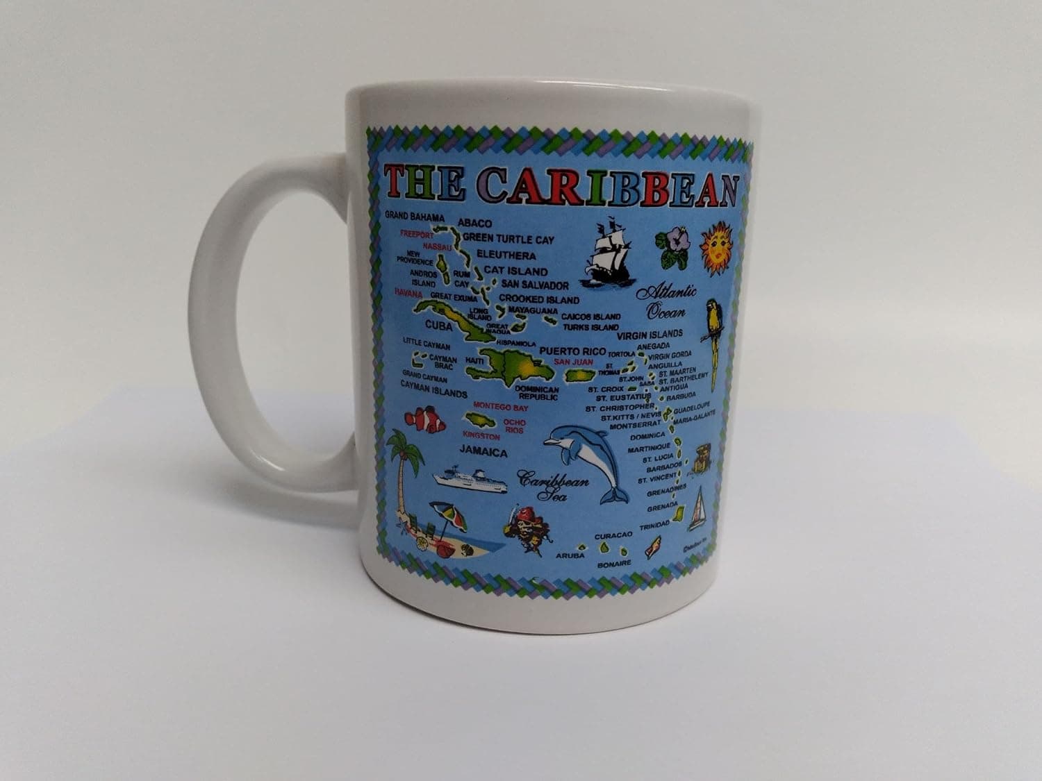 Rockin Gear Mug Caribbean Islands Map Souvenir Collectible Coffee & Tea Cup - Great Caribbean Island Gift Idea