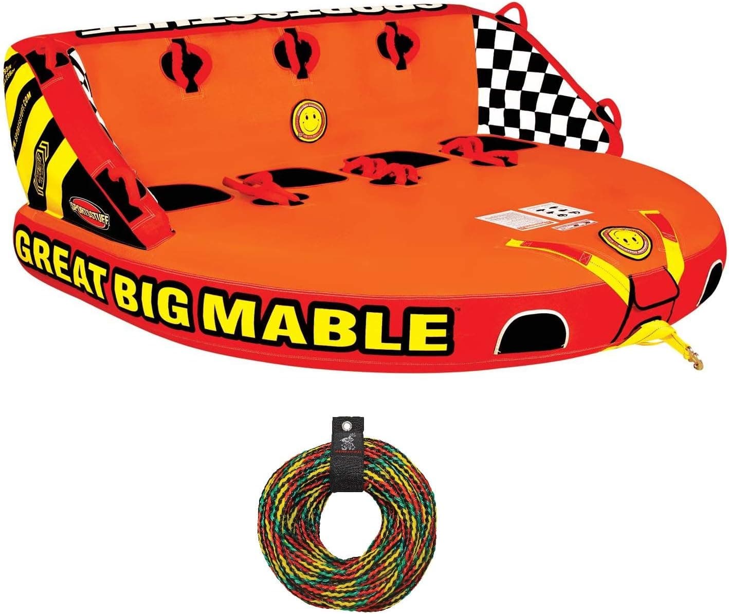SPORTSSTUFF 53-2218 Great Big Mable Quadruple Rider Towable Tube w/ 60' Tow Rope