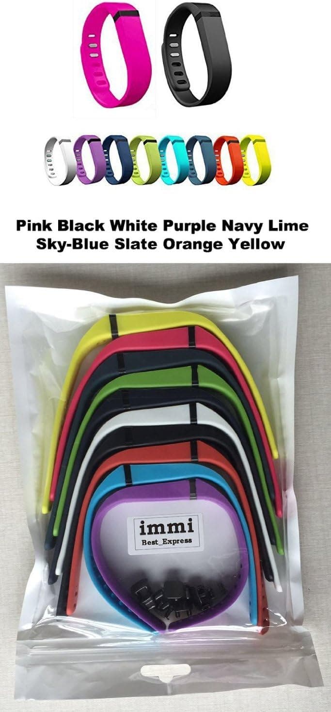 E ECSEM New 10pcs Large L Colorful Replacement Bands with Clasps for Fitbit Flex Only/No Tracker/Wireless Activity Bracelet Sport Wristband Fit Bit Flex Bracelet Sport Arm Band Armband