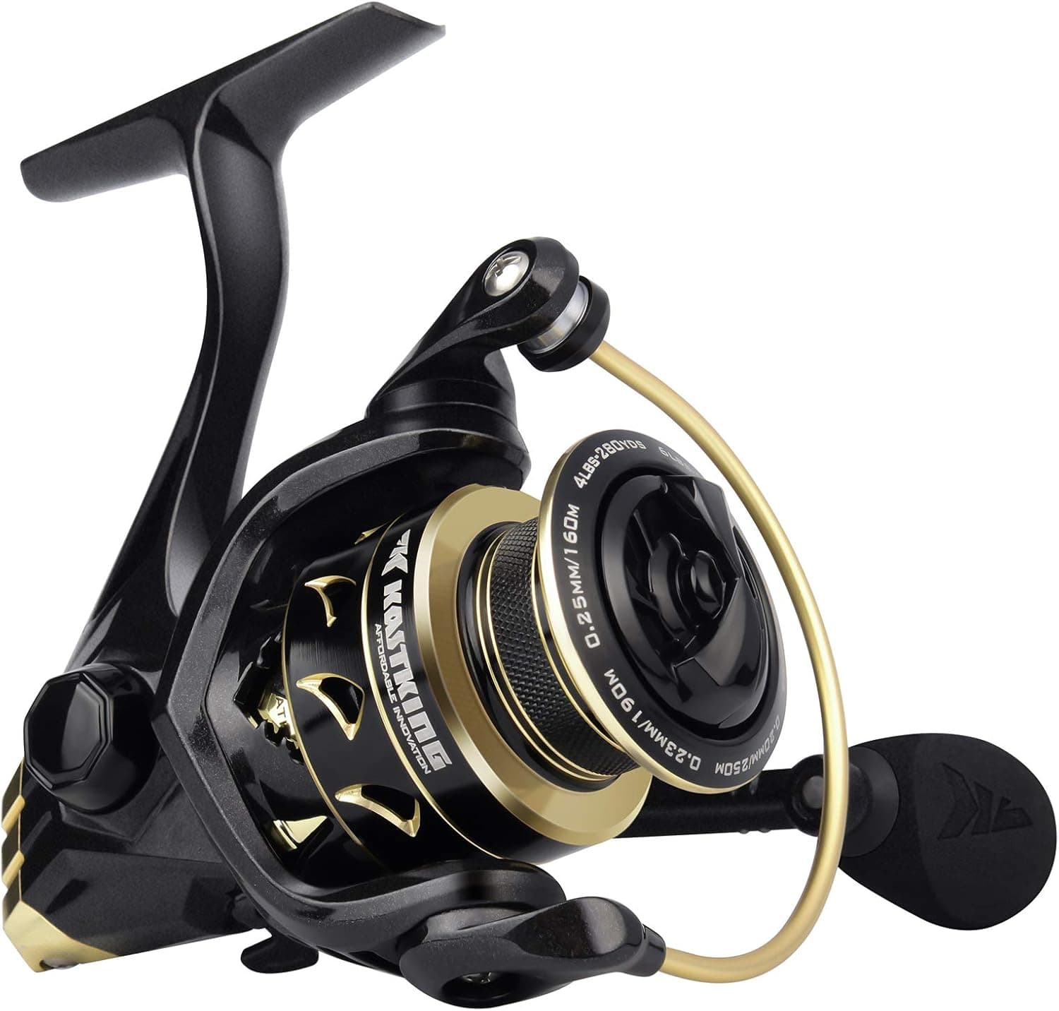 KastKing Valiant Eagle Gold Spinning Reel - 6.2:1 High-Speed Gear Ratio, Freshwater and Saltwater Fishing Reel, Faster Line Retrieve, Braid Ready Spool, 7+1 Shielded Stainless Steel Ball Bearings