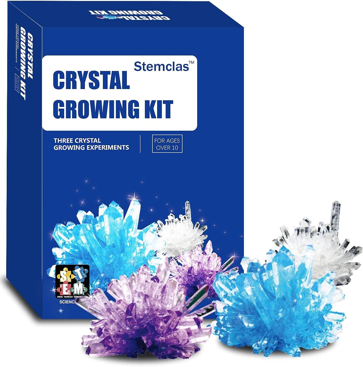 Stemclas Crystal Growing Kit, Grow Amazing Crystals in A Few Days, Science DIY Kits for Kids, Great Gifts for Boys and Girls (Three Colors)