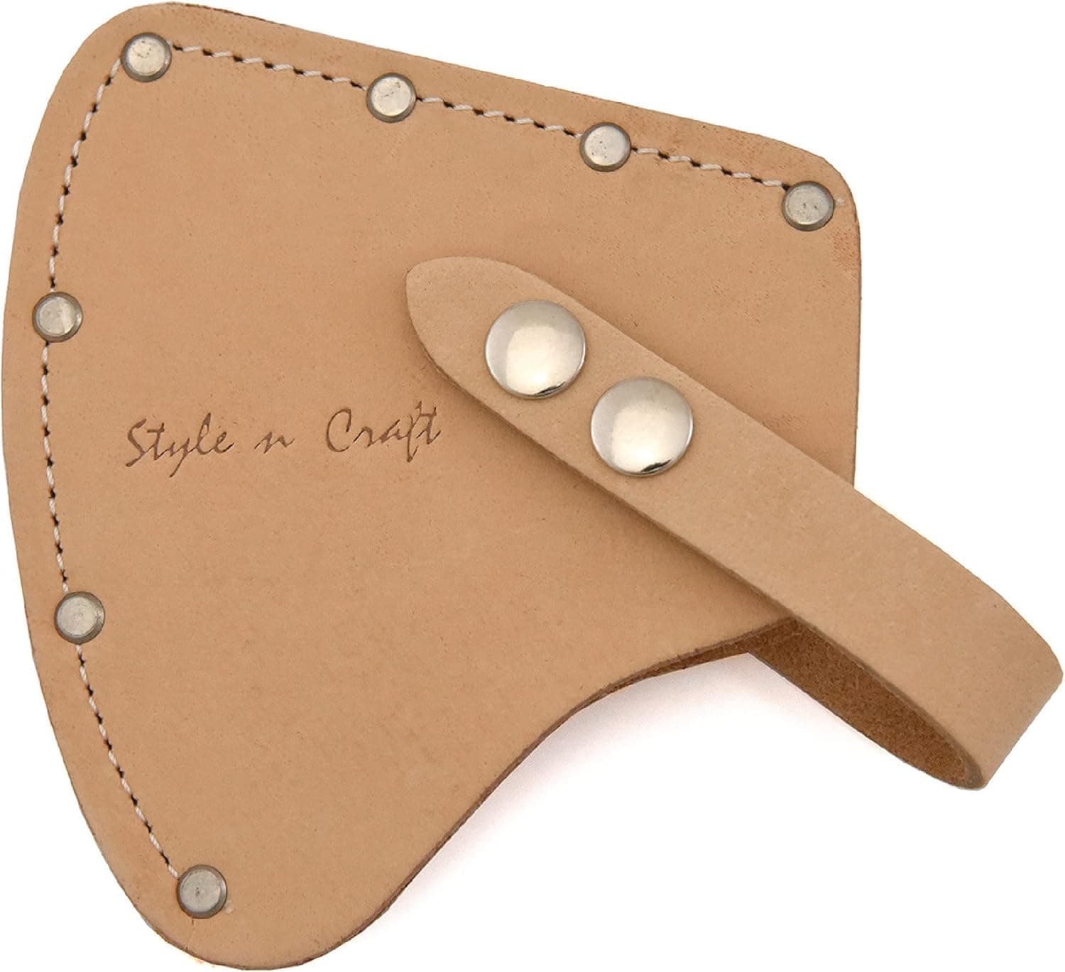 Style n Craft Camper's Hatchet Sheath, Full-Grain Leather Axe Sheath, Camping Hatchet Sheath with Secure Covering for Axe Head, Natural Color (#94027),Upto 4-1/4"