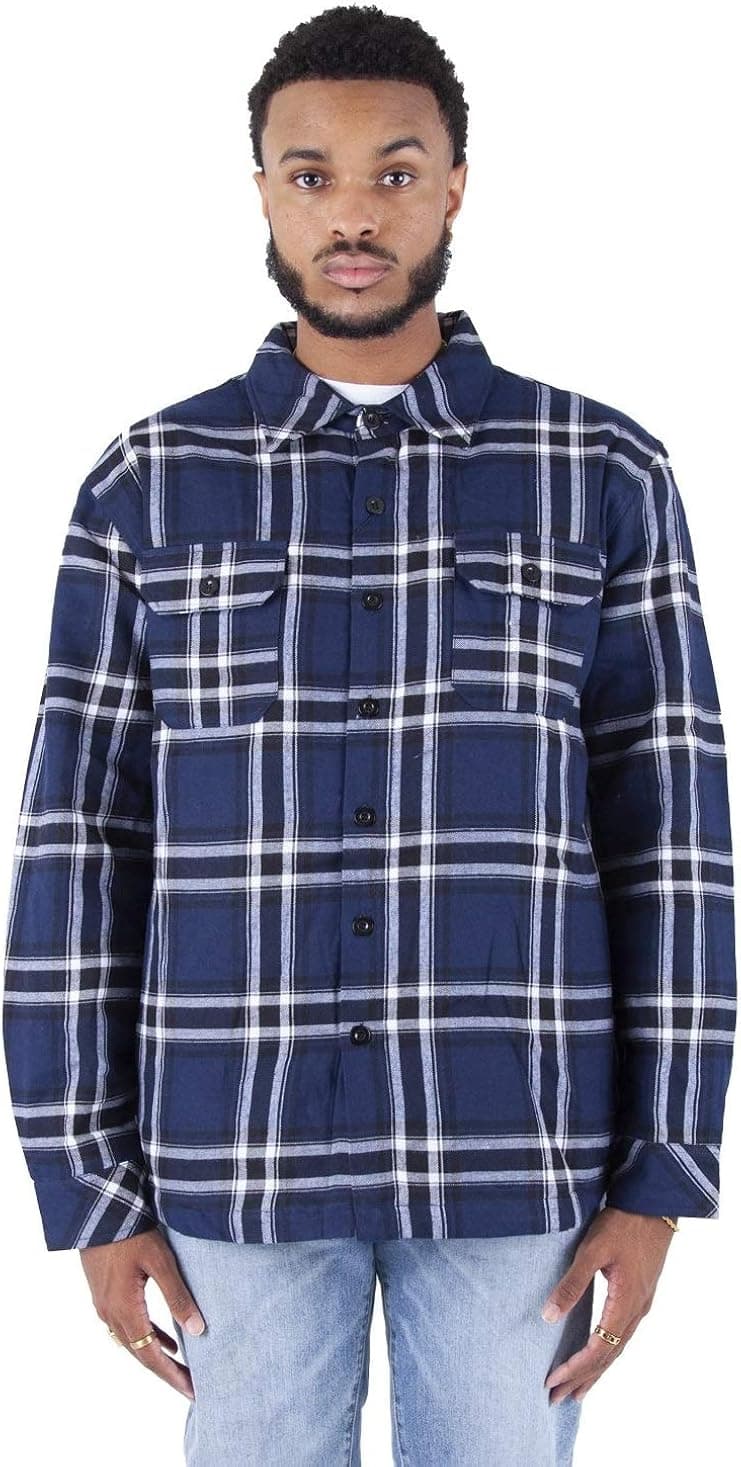 Fitscloth Men's Plaid Shirts Jacket – Flannel Long Sleeve Casual Button Up Fleece Soft Quilted Lined Regular and Big Size