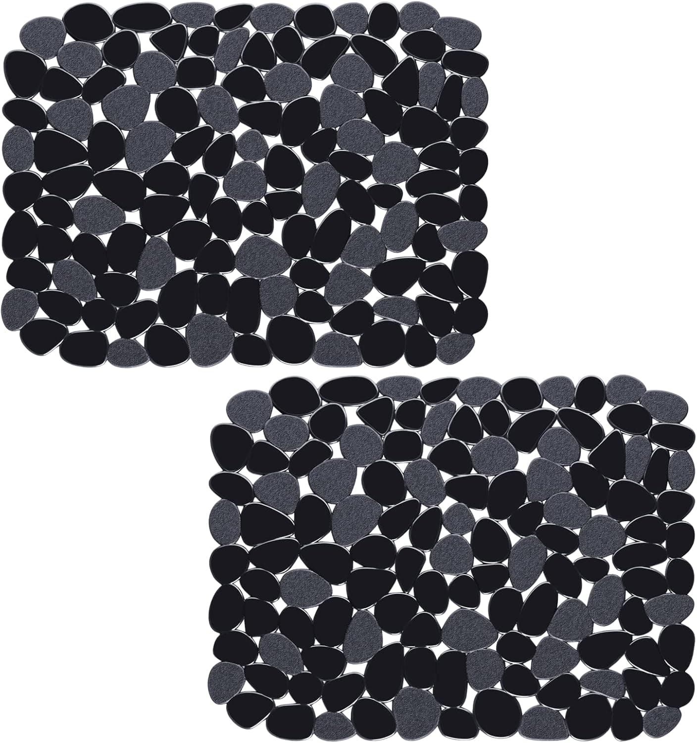 Bligli Pebble Sink Mat for Stainless Steel/Ceramic Sinks, PVC Eco-Friendly Sink Protectors for Bottom of Kitchen Sink, Dishes and Glassware, Fast Draining, 15.7 x 11.8 inch (2 Pack, Black)