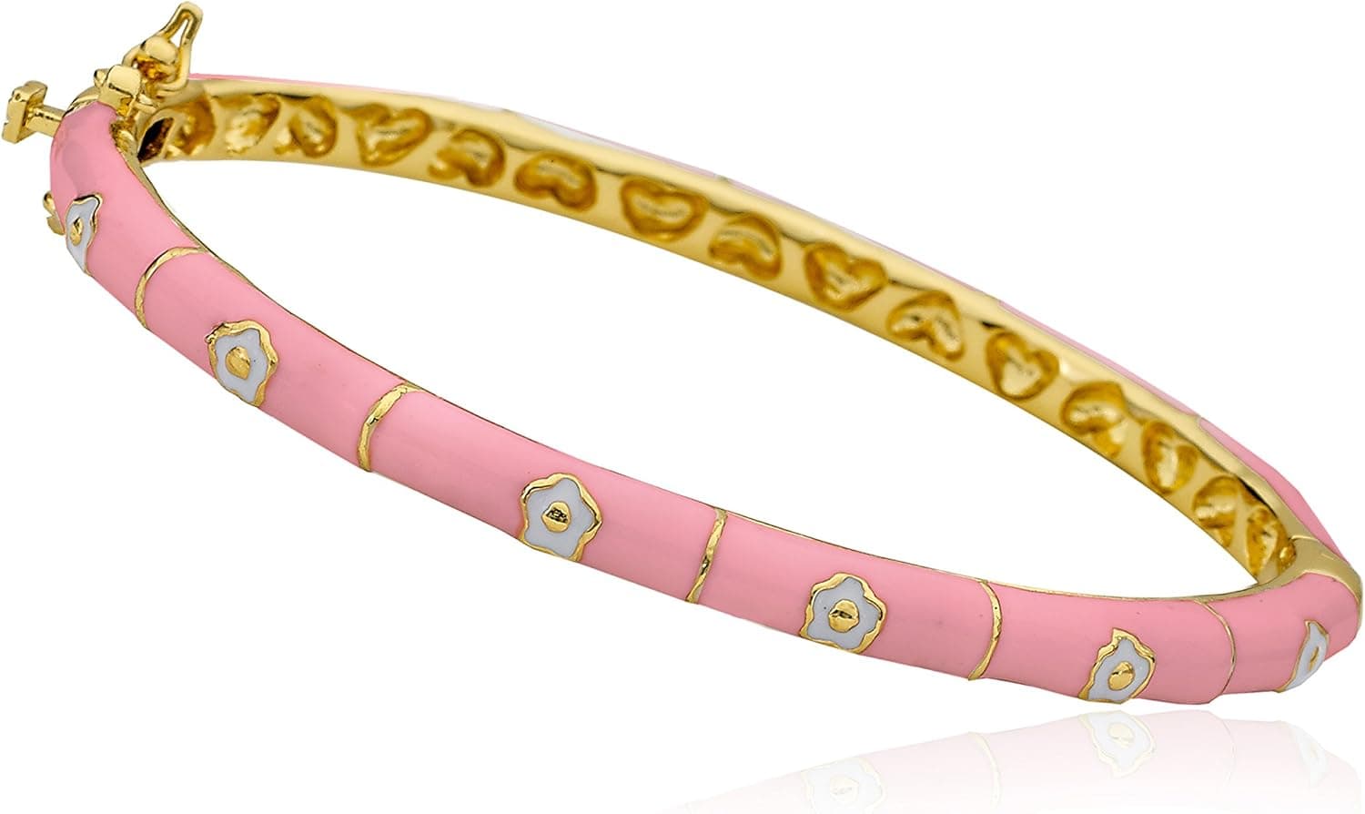 14K Gold Plated Enamel Bangle for Kids and girls - Trendy Oval Bangles for Girls, Kids, Teens - Hypoallergenic Surgical Steel for Sensitive Skin