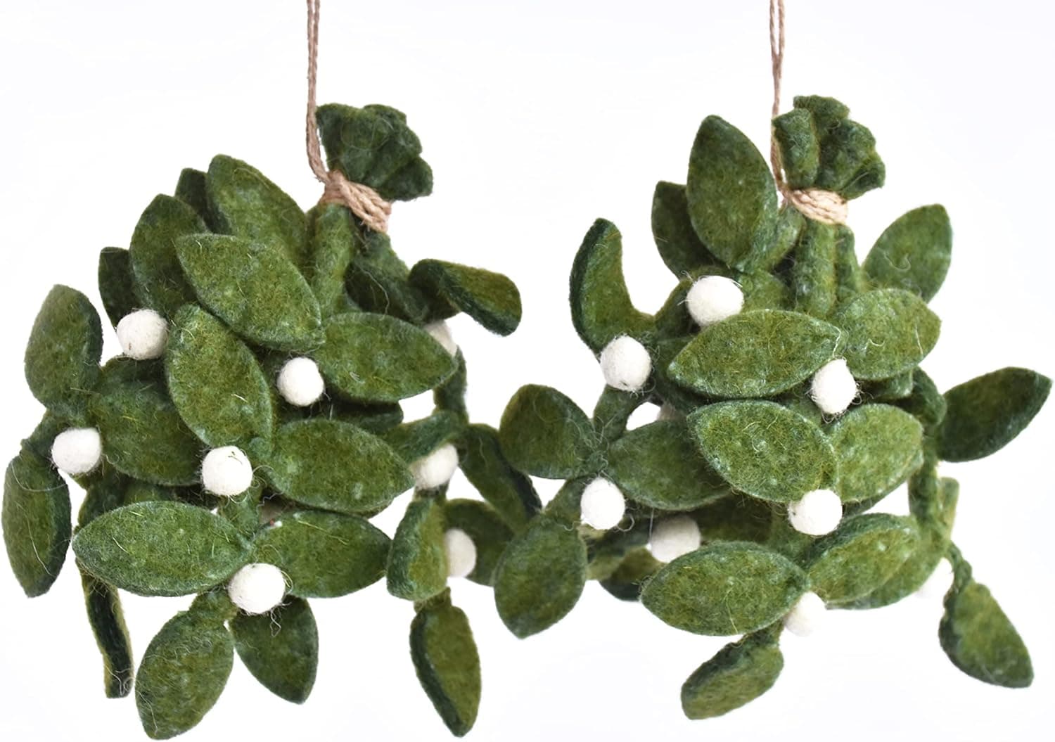 De Kulture Handmade Premium Wool Felt Mistletoe (Dark Green) Eco Friendly Needle Felted Christmas Xmas Tree Decoration Stuffed Ornament for Home Office Party Holiday Décor, 5x5x6 (LWH) Inches