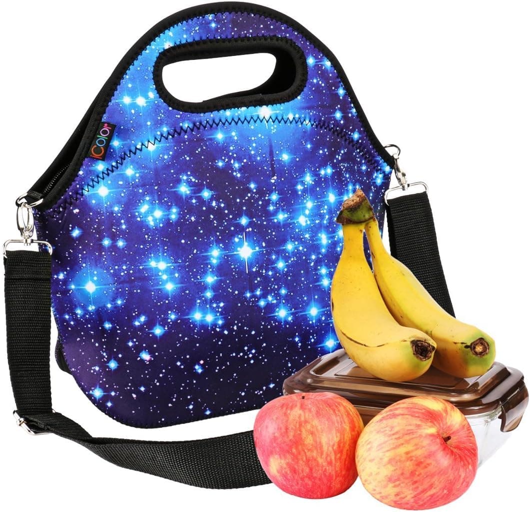 iColor Neoprene Lunch Bag, removale Shoulder Strap, Thermal Thick Lunch Tote Bag,Large Size(13 x 12.76 inches),Reusable Bags for Adults,Kids Great for Travel,Outdoors, Work,School YLLB-02