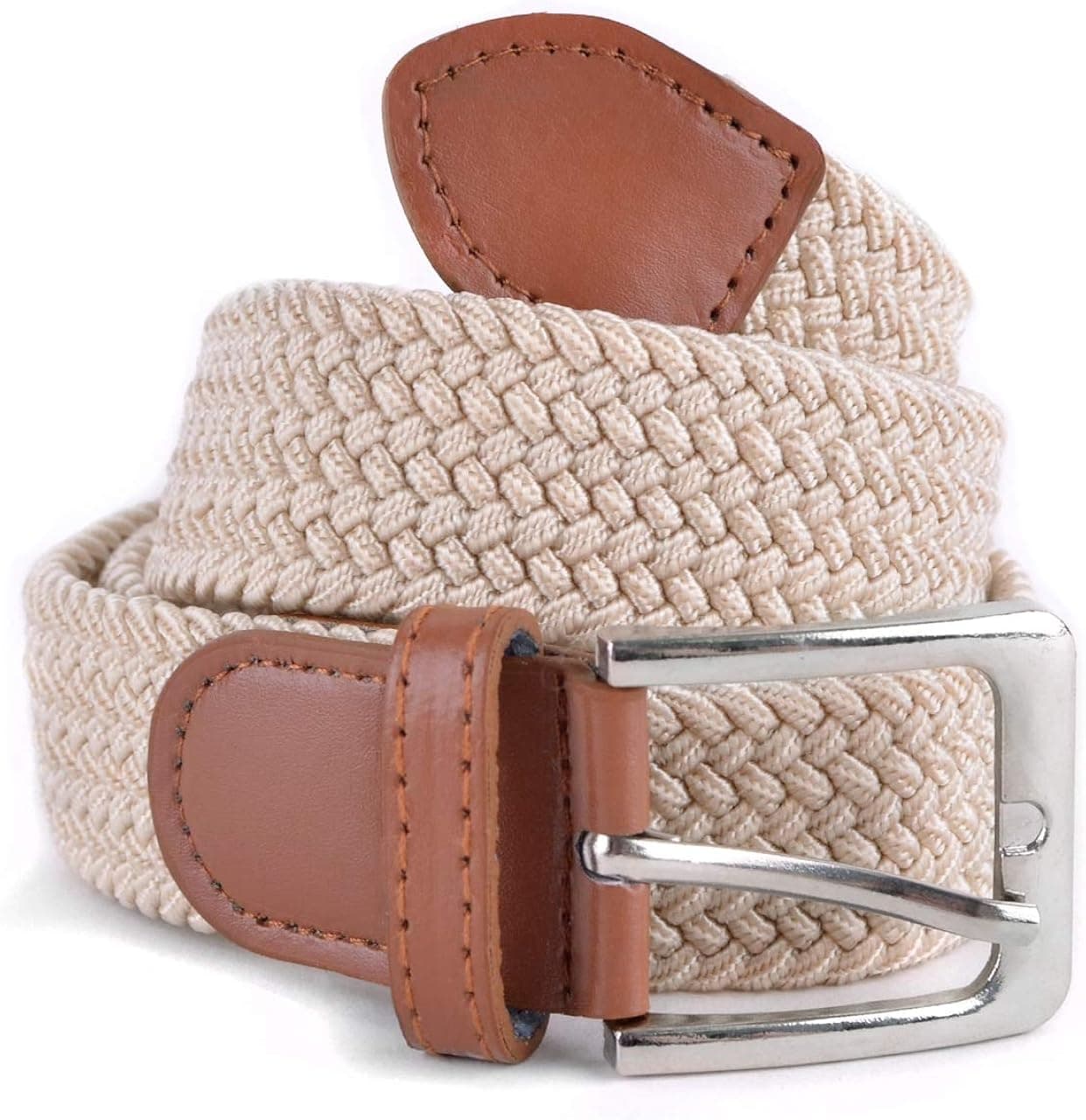 Umo Lorenzo Stretch Braided Woven Belts without Holes, Elastic Casual Belts for Men and Women