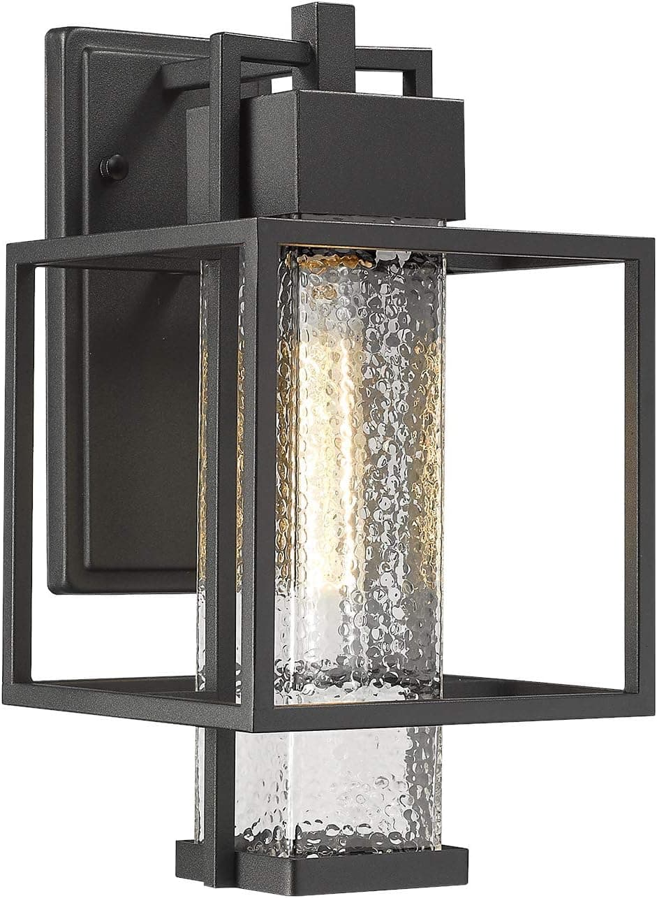 Osimir Outdoor Wall Lantern Light, 1 Light Exterior Wall Sconce Lantern in Black Finish with Bubble Glass Lamp Shade, Modern Outdoor Lighting Fixtures 2375/1WL