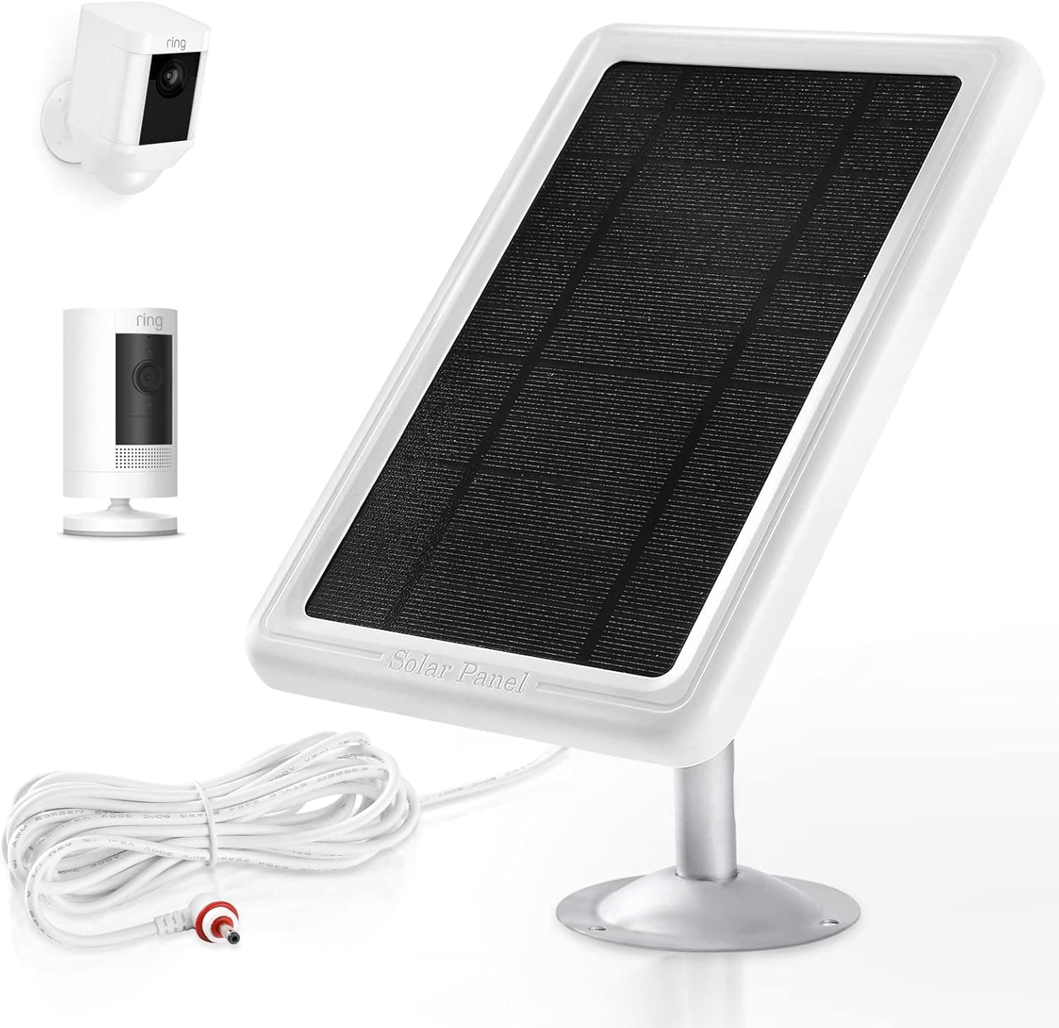 Ring Camera Solar Panel Charger, Solar Panel for Ring Stick Up Cam 2nd & 3rd Gen, Ring Spotlight Cam Battery, 5V 4.5W Output Super Fast Charging 3.5mm Plug to Device (1Pack)