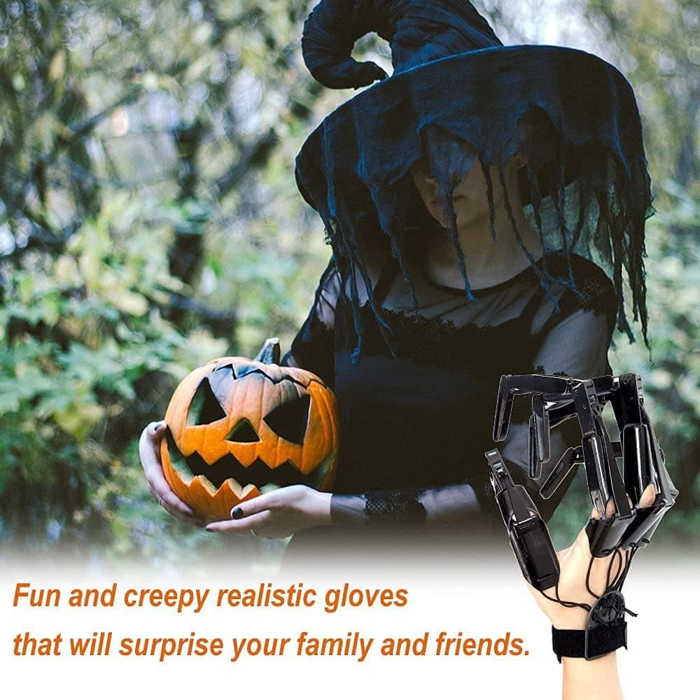 Articulated Finger Extensions, Halloween Articulated Fingers, 3D Printed Flexible Finger Extensions Fits All Finger Sizes Articulated Fingers Halloween Party Decoration Accessory (Black)