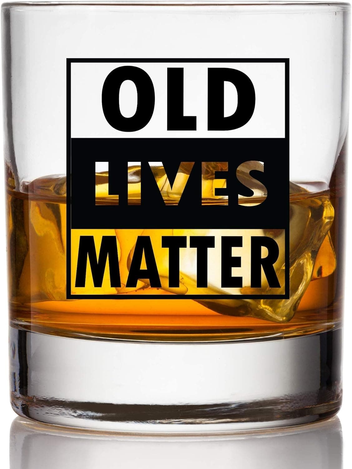Old Lives Matter Whiskey Scotch Glass - 11oz - Funny Retirement or Birthday Gifts for Men - Unique Gag Gifts for Dad, Grandpa, Old Man, or Senior Citizen - Old Fashioned Whiskey Glasses