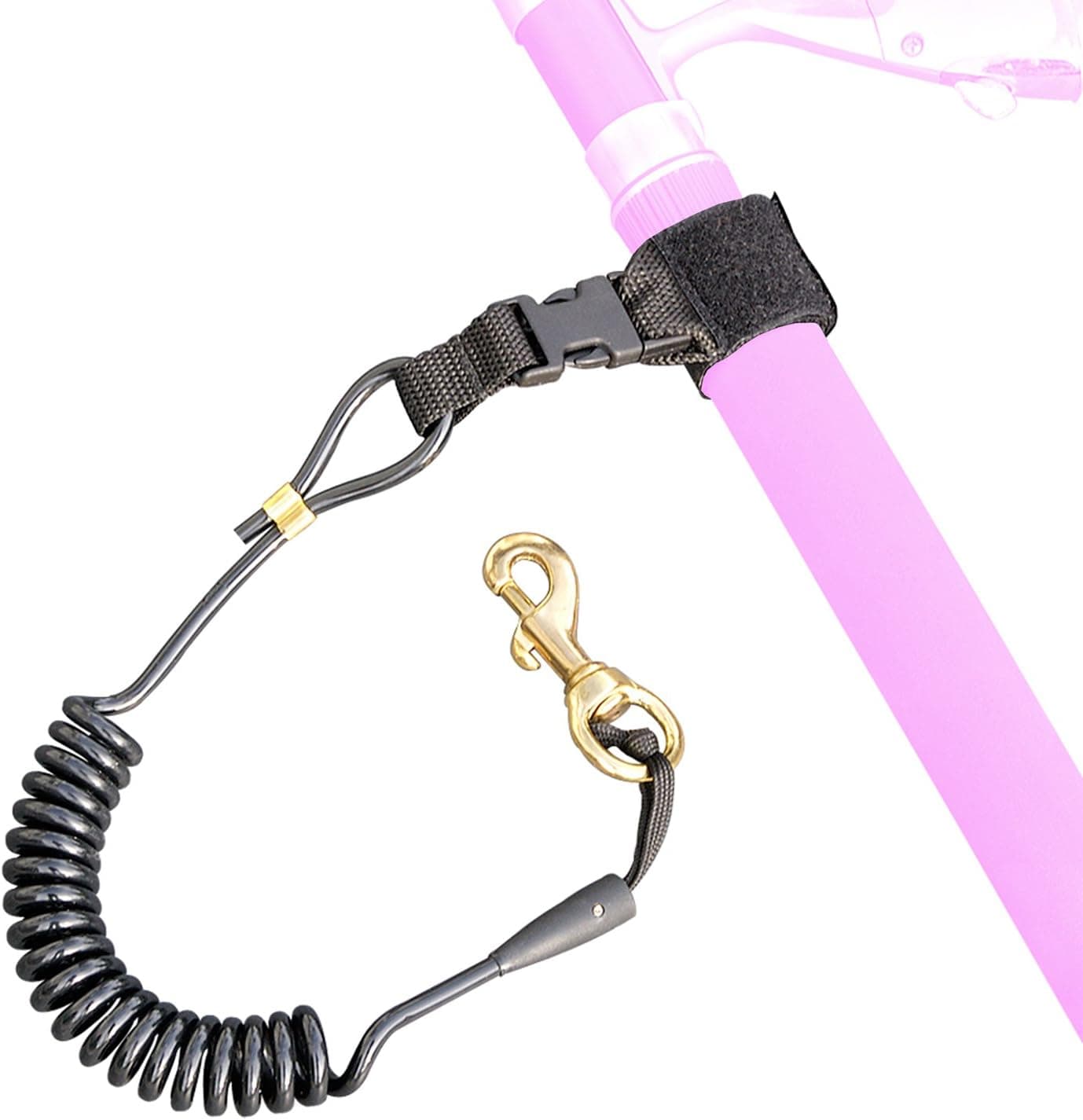 Sportsman Supply Inc. Surf to Summit Coiled Fishing Rod Brass Leash, Black, 4-Feet