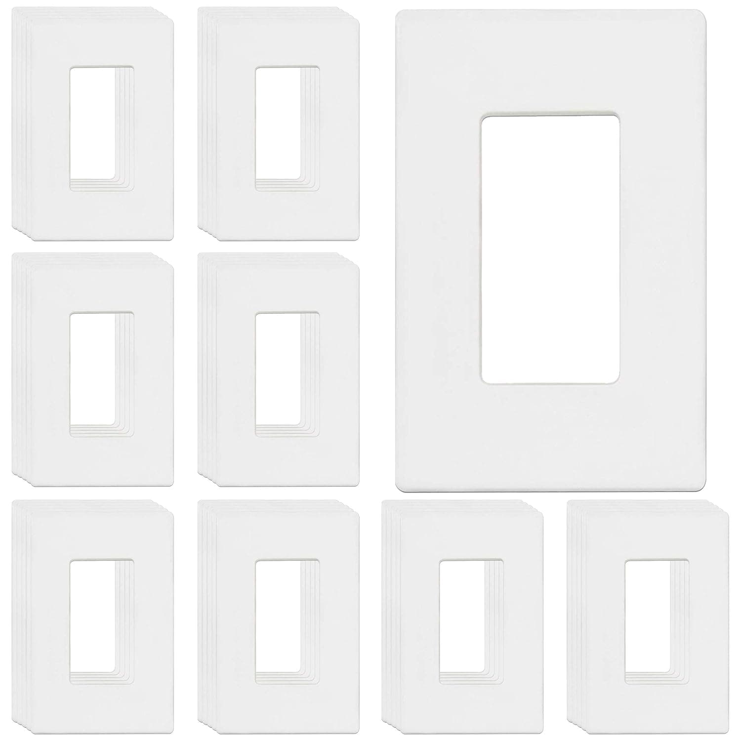 ENERLITES Screwless Decorator Wall Plates Child Safe Outlet Covers, Size 1-Gang 4.68" H x 2.93” L, Unbreakable Polycarbonate Thermoplastic, SI8831-W-40PCS, Glossy, White (40 Pack)