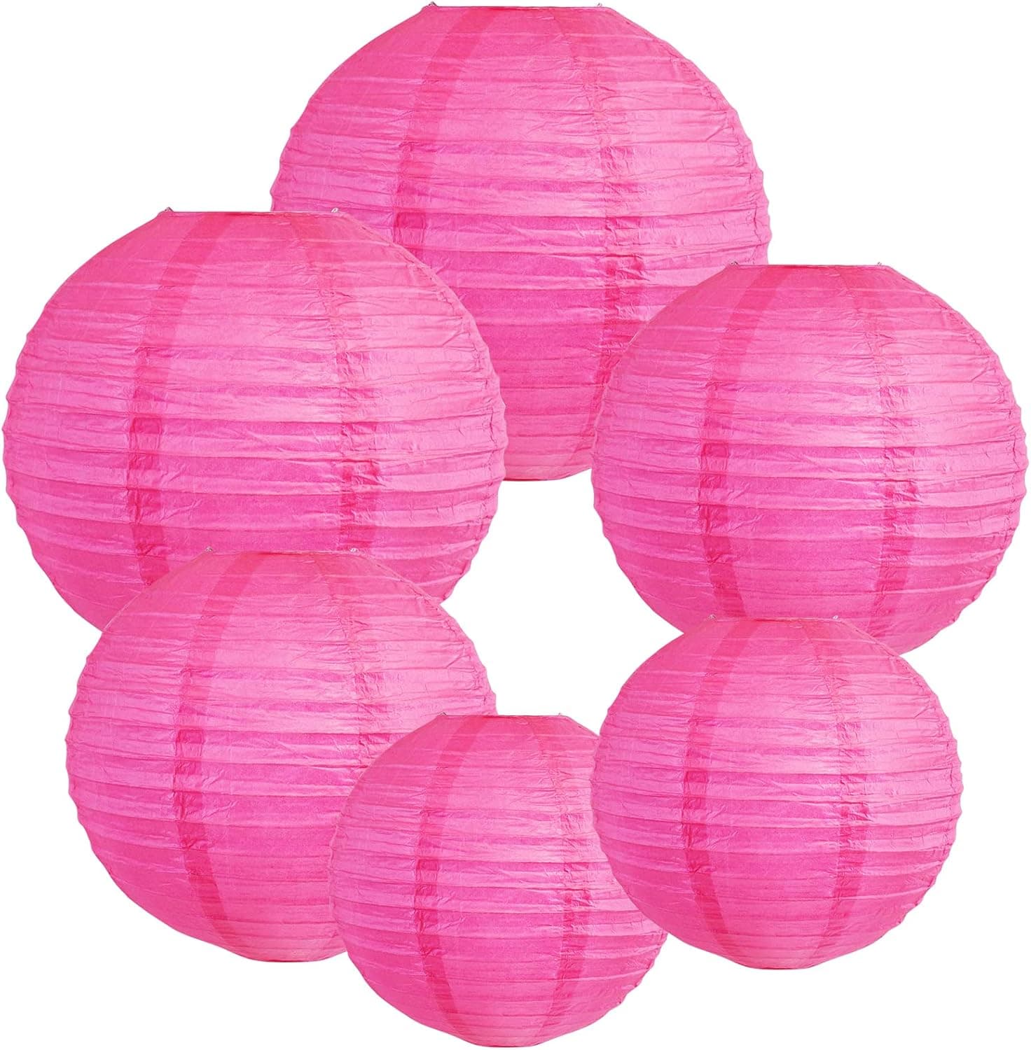 E-MANIS White Paper Round Lanterns for Birthday Wedding Party Decorations Crafts (1-Pack of 6) (Red)