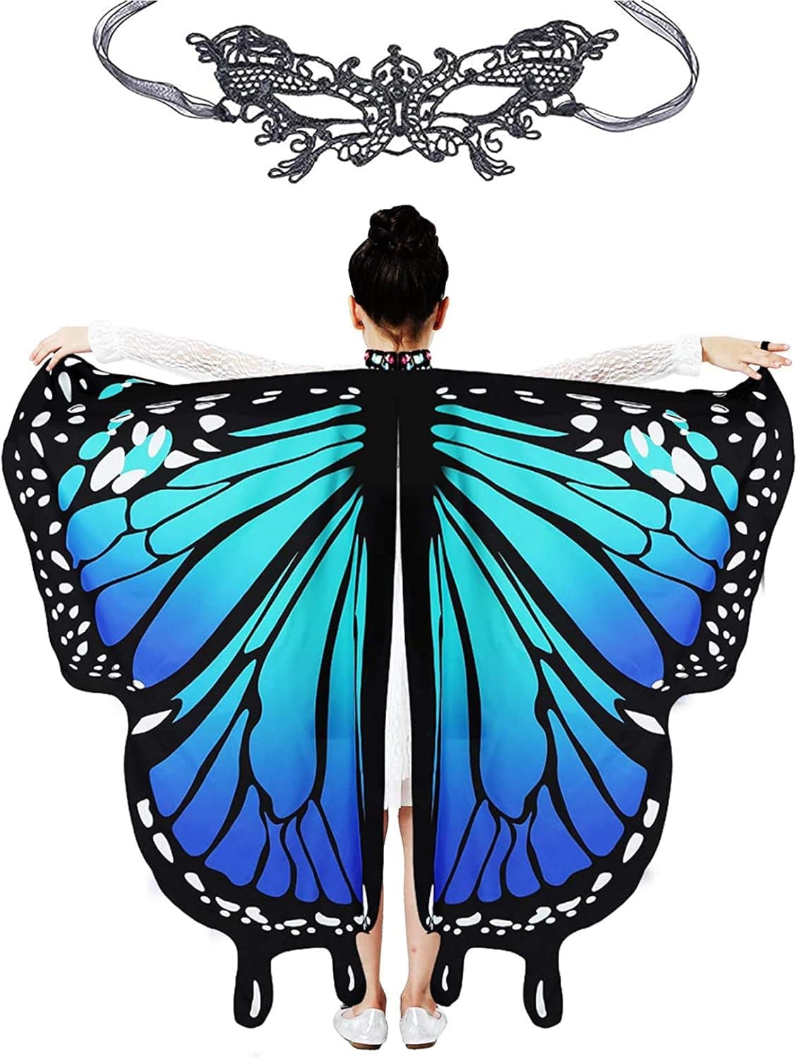 Halloween Butterfly Wings for Girls Kids Butterfly Costume Fairy Shawl Festival Rave Dress