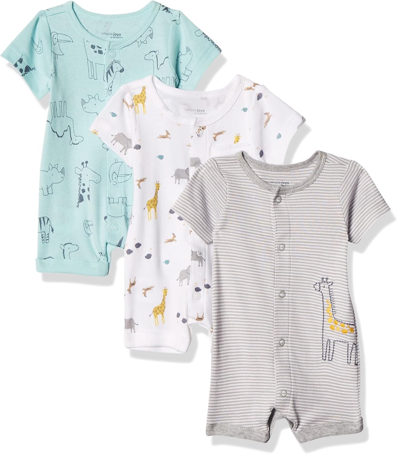 Simple Joys by Carter's Baby Boys' Snap-Up Rompers, Pack of 3