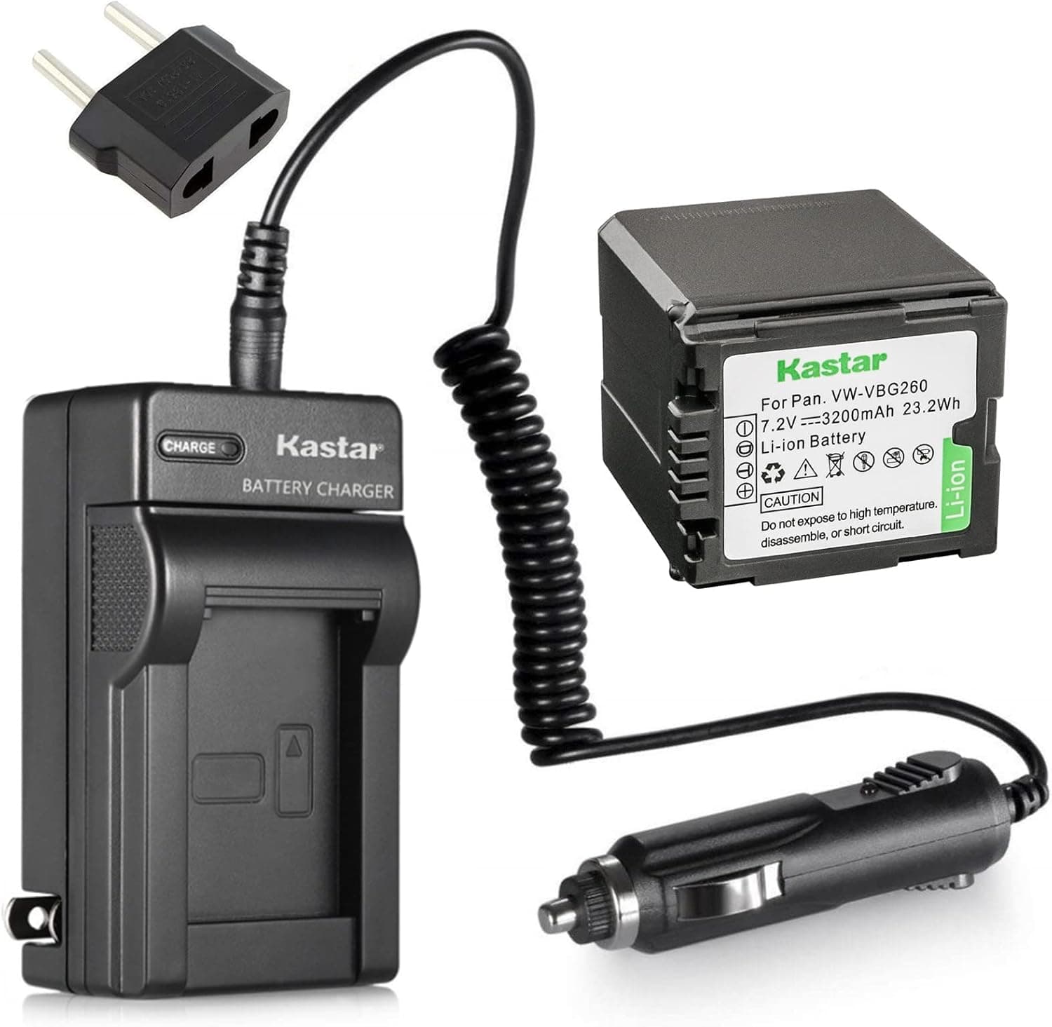 Kastar VW-VBG260 Battery and Charger Replacement for Panasonic AG-AF100 AG-HMC40 AG-HMC80 AG-HMC150 HDC-HS250 HDC-HS300 HDC-HS700 HDC-SD600 HDC-SD700 HDC-SDT750 HDC-TM300 HDC-TM700 SDR-H80 Cameras