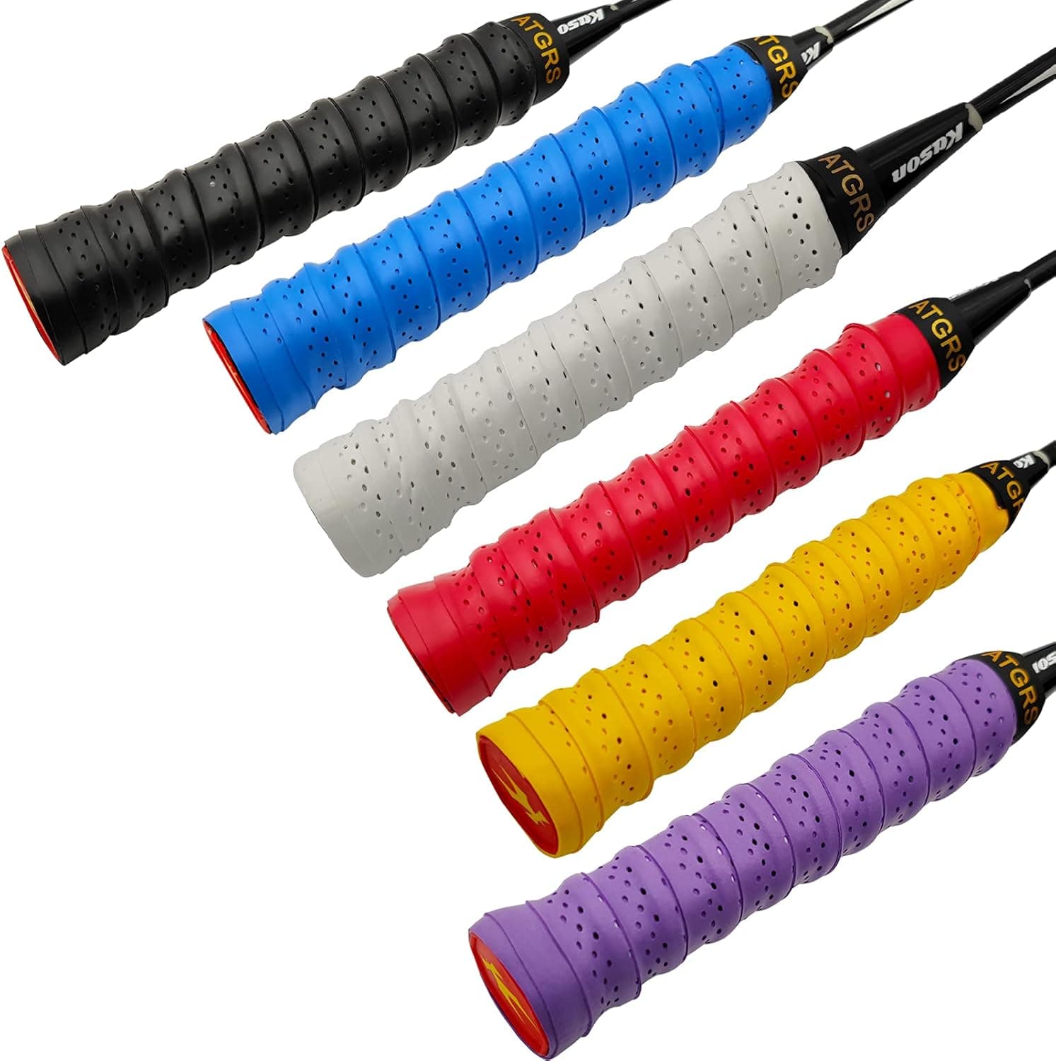 ATGRS Tennis Grip Tacky Tennis Racket Grip Tape Absorbent Anti-Slip Tennis Overgrip for Tennis Badminton Pickleball Racquet Handle Grip with Damping Ridges Overgrips (Mix-Color)