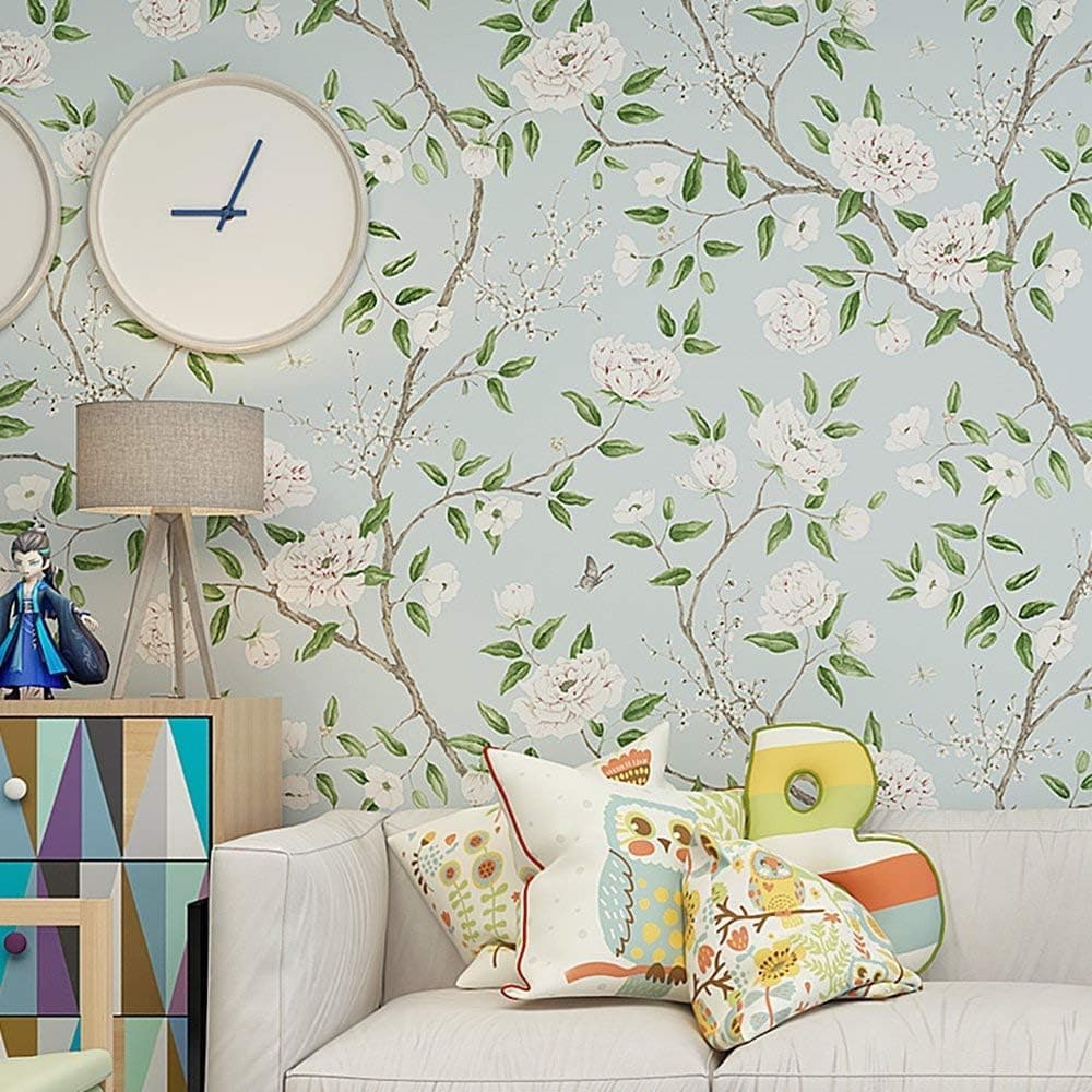 Blooming Wall Fresh White Peony Wallpaper Wallpaper Wall Mural for Livingroom Bedroom Kitchen Bathroom, 20.8 In32.8 Ft=57 Sq.ft,Multicolor (K2-A8)