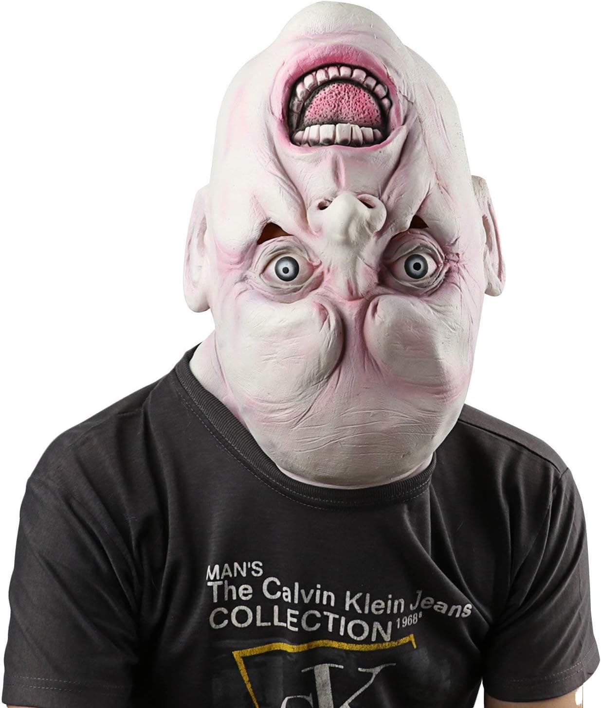 Monstleo Upside Down Full Head Mask,Latex Rubber Mask, Halloween Costume Party Mask for Masquerade/Birthday Parties,Carnival Decorations