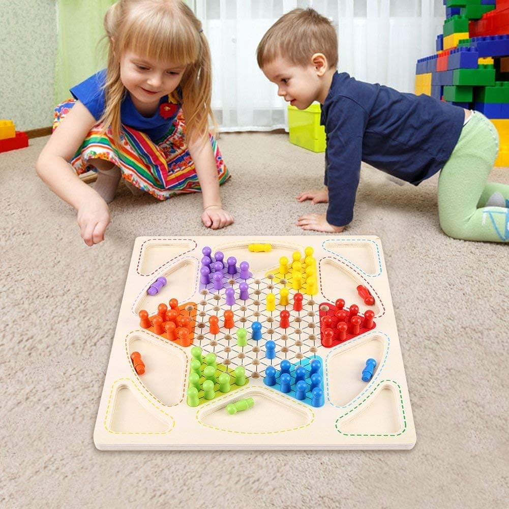 Wooden Chinese Checkers Game Set 12.2 Inch Wooden Board Wooden Colorful Chinese Checkers Western Publishing Smooth Aeroplane Chess