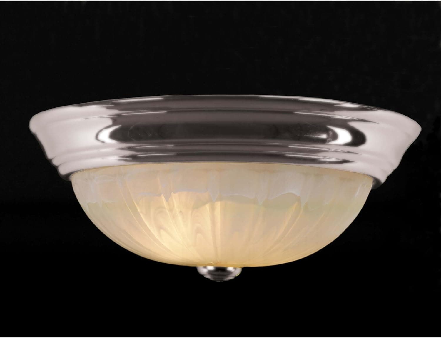 Quoizel AL183ES 2 Light Flush Mount, Empire Silver and Alabaster Melon Glass Shade
