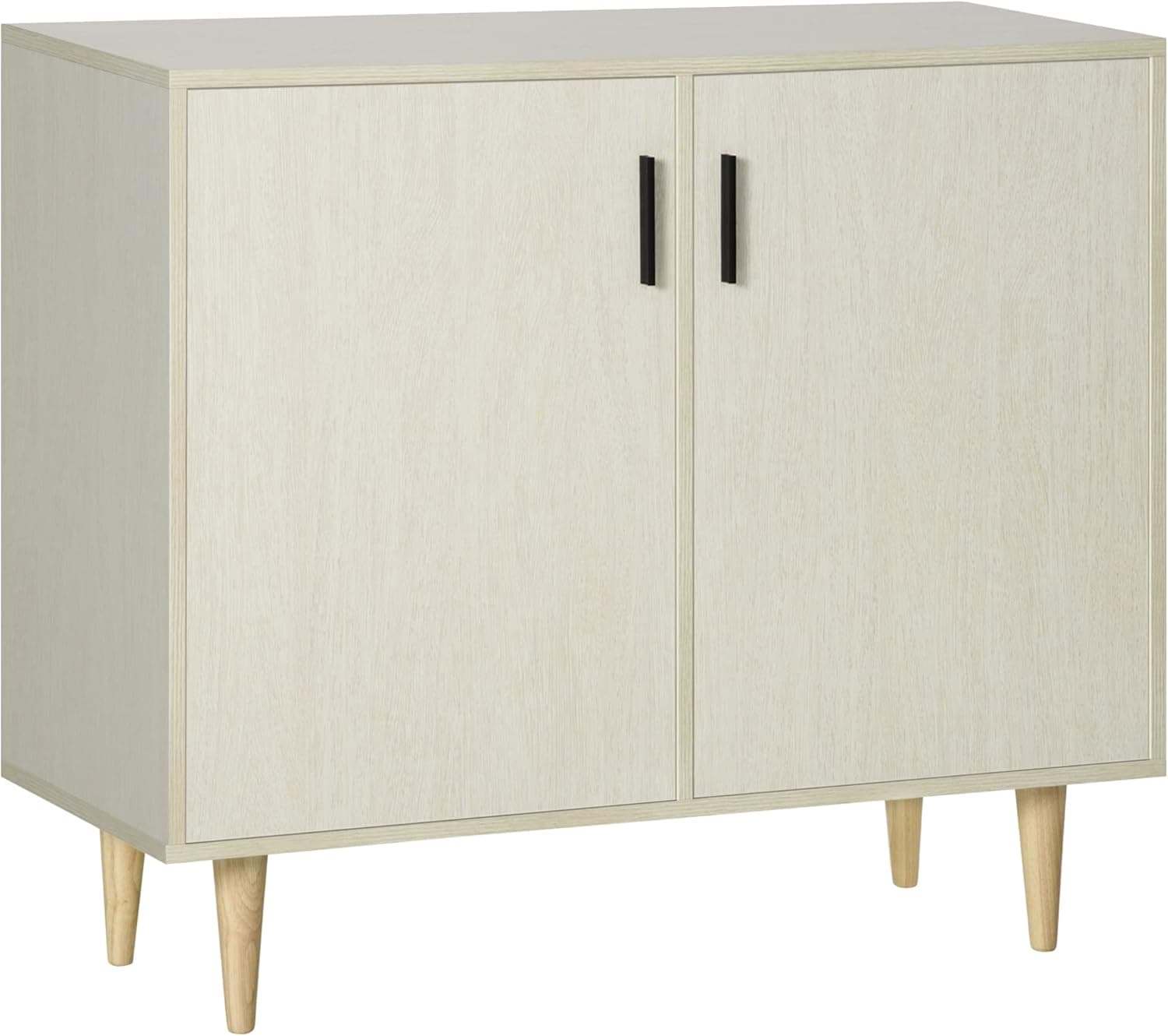 HOMCOM Sideboard Buffet Cabinet, Kitchen Cabinet, Accent Cabinet with Double Doors, Adjustable Shelves and Wood Legs for Living Room, Natural