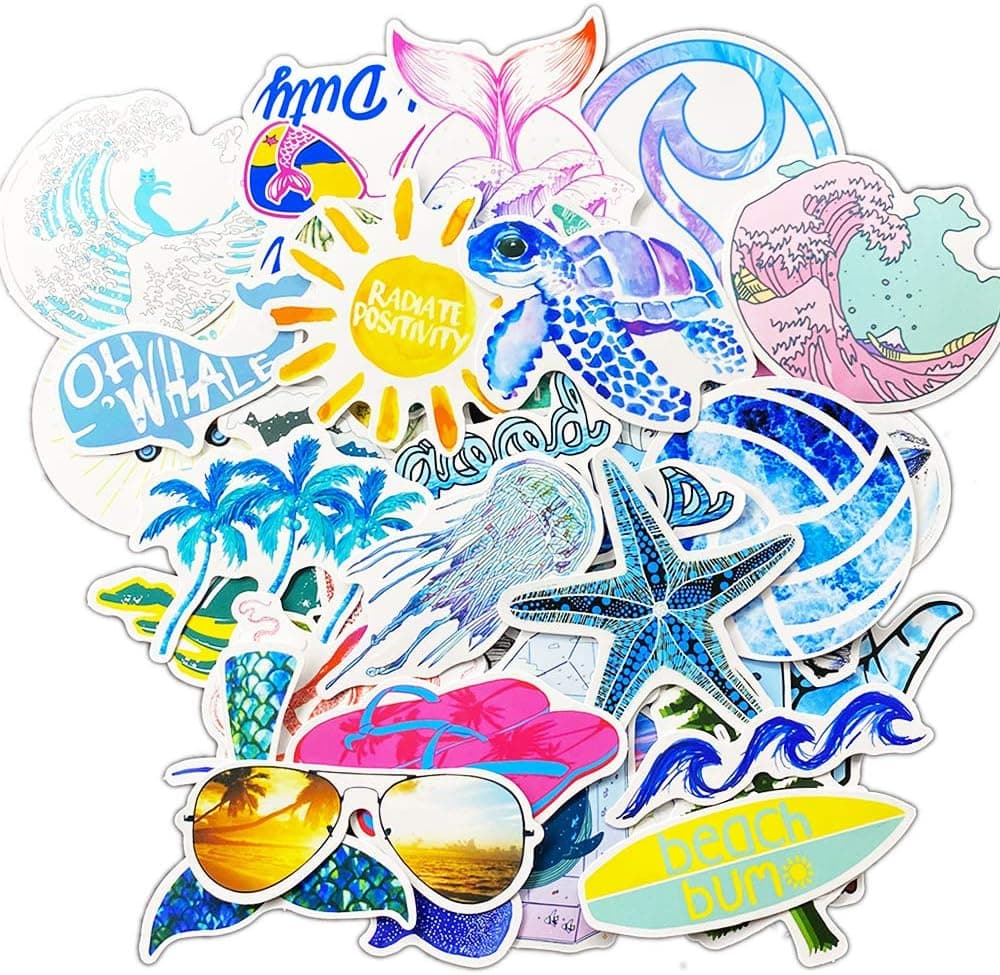 Beyong Cool Vinyl Stickers for Laptop Skateboard Water Bottles Car Decals Adults Teens Gifts (4 Ocean Sticker 50Pcs)