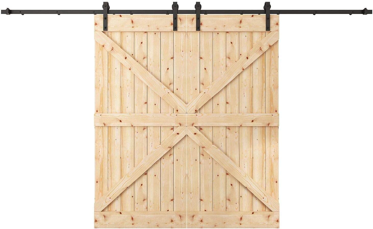 PENSON & CO. 13 FT Country Double Barn Wood Steel Sliding Barn Door Hardware Kit Antique Style Track Kit Black