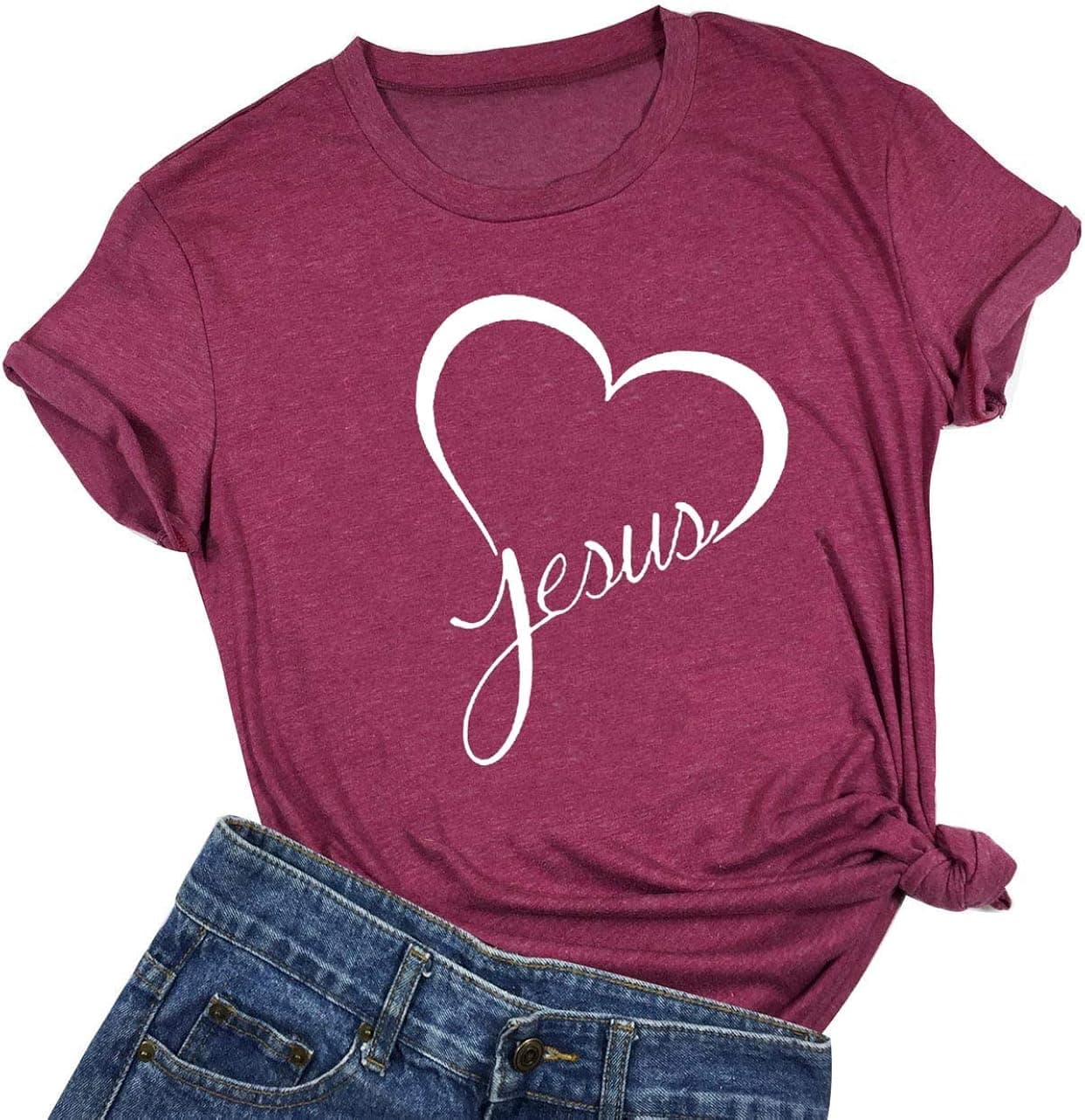 Jesus Letter Printed T Shirt Women Love Jesus Christian Graphic T-Shirt Tees Top